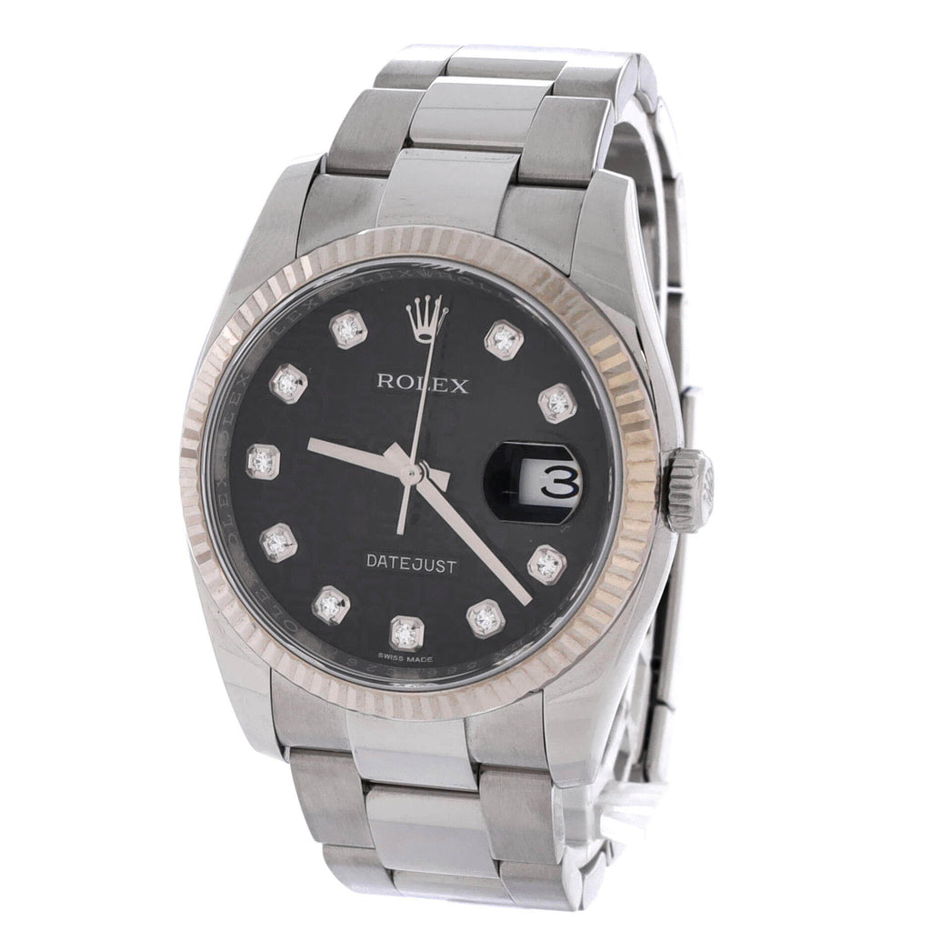 Oyster Perpetual Datejust Automatic Watch Stainless Steel and White Gold with Diamond Markers 36