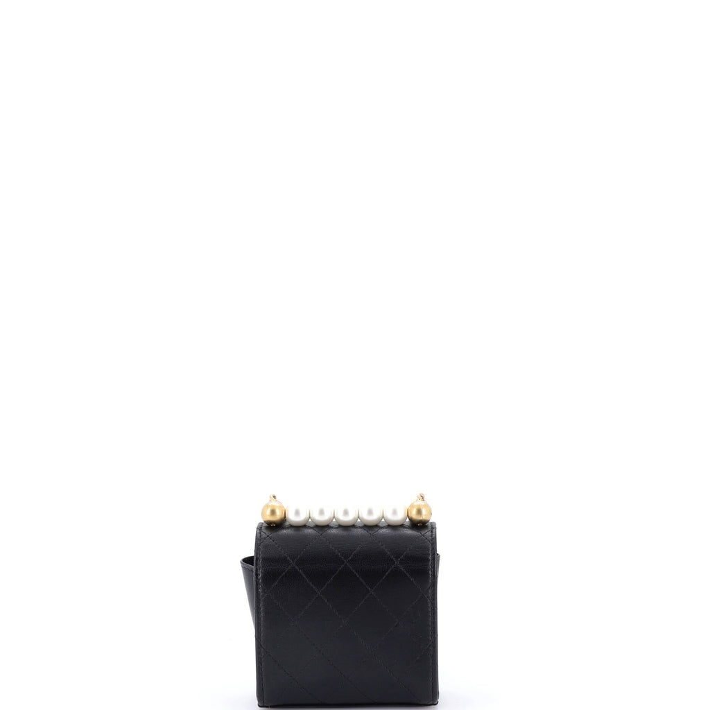 Chic Pearls Flap Clutch with Chain Quilted Goatskin Mini