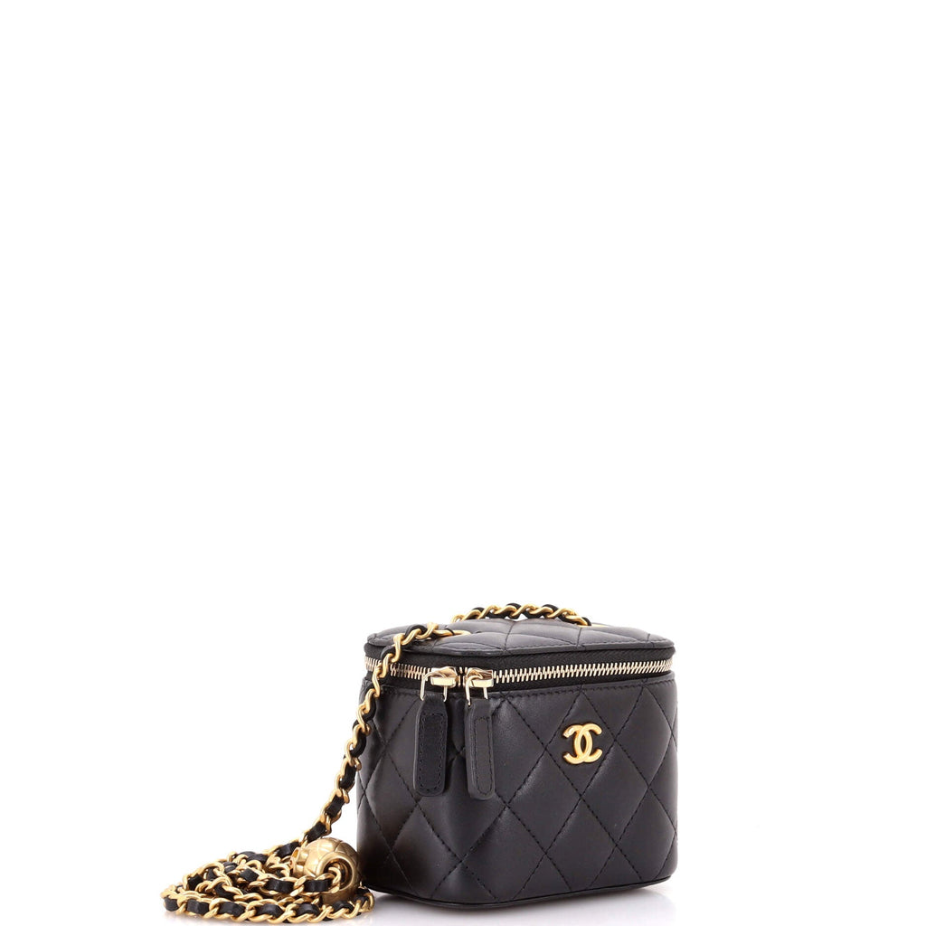Pearl Crush Vanity Case with Chain Quilted Lambskin Mini