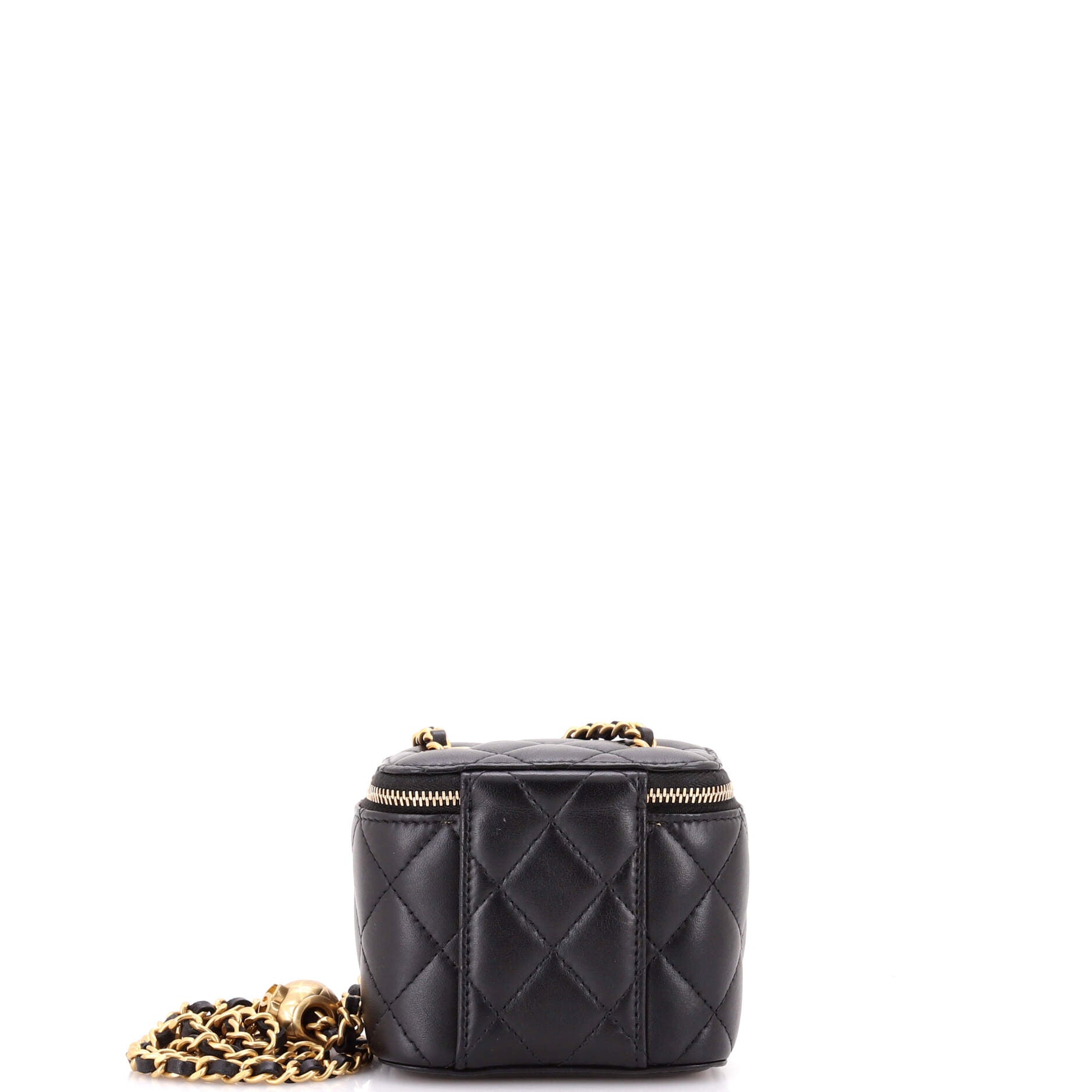 Pearl Crush Vanity Case with Chain Quilted Lambskin Mini