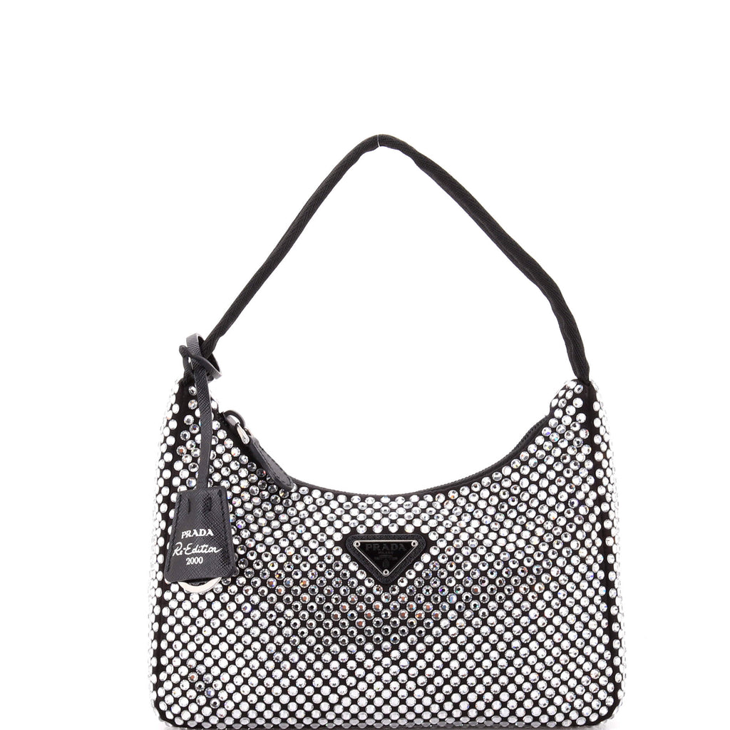 Re-Edition 2000 Hobo Crystal Embellished Satin Mini