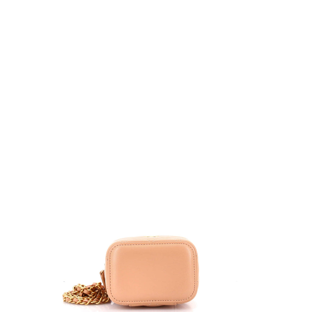 Classic Top Handle Vanity Case with Chain Quilted Lambskin Mini