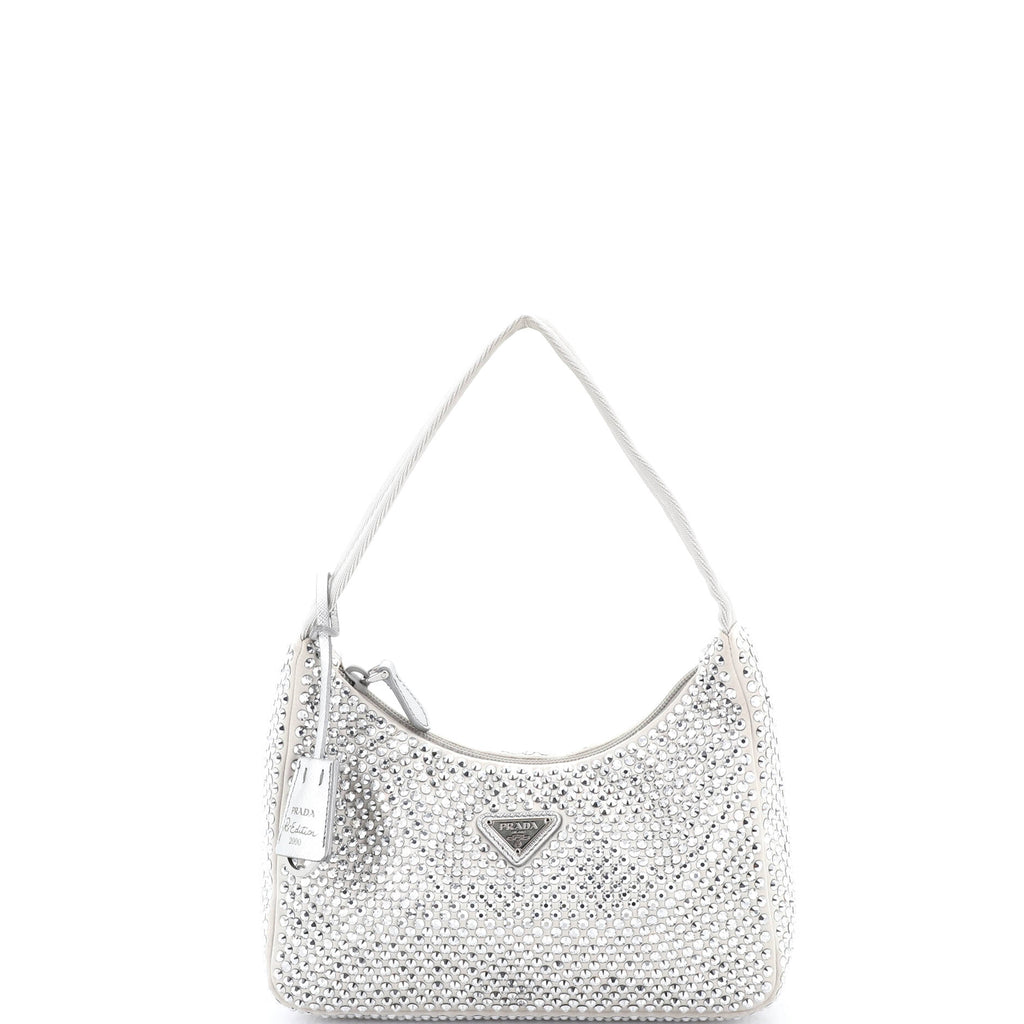 Re-Edition 2000 Hobo Crystal Embellished Satin Mini