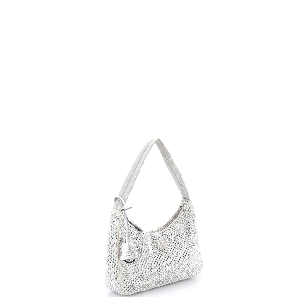 Re-Edition 2000 Hobo Crystal Embellished Satin Mini