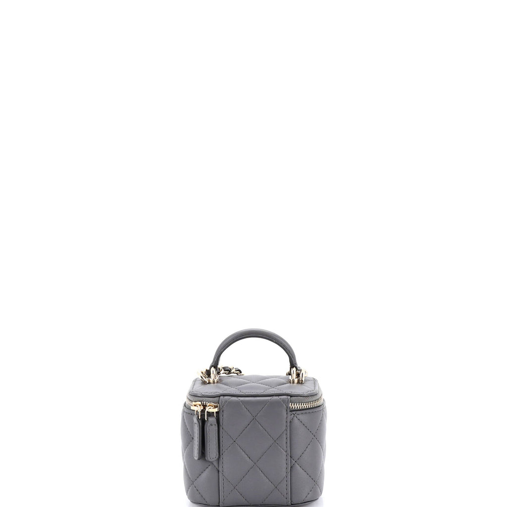 Classic Top Handle Vanity Case with Chain Quilted Lambskin Mini