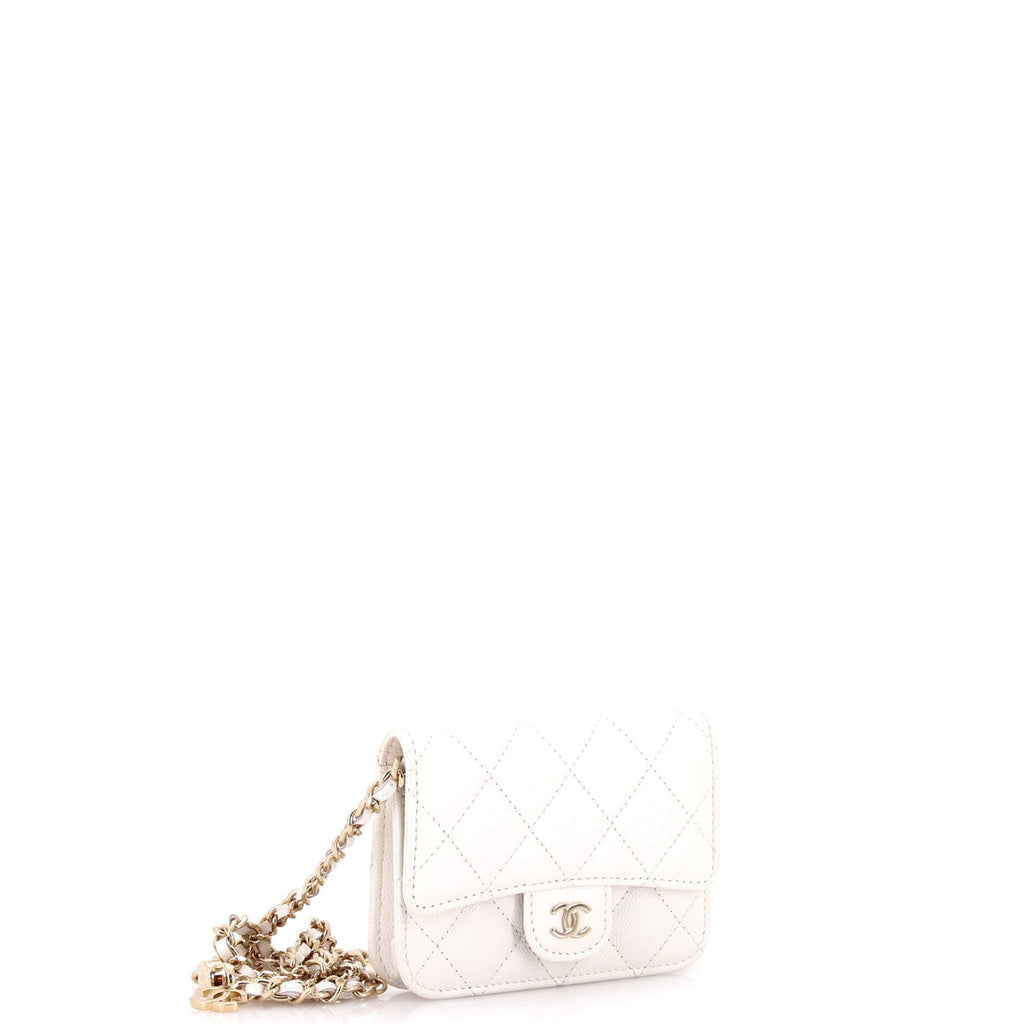 Classic Flap Clutch with Chain Quilted Caviar Small