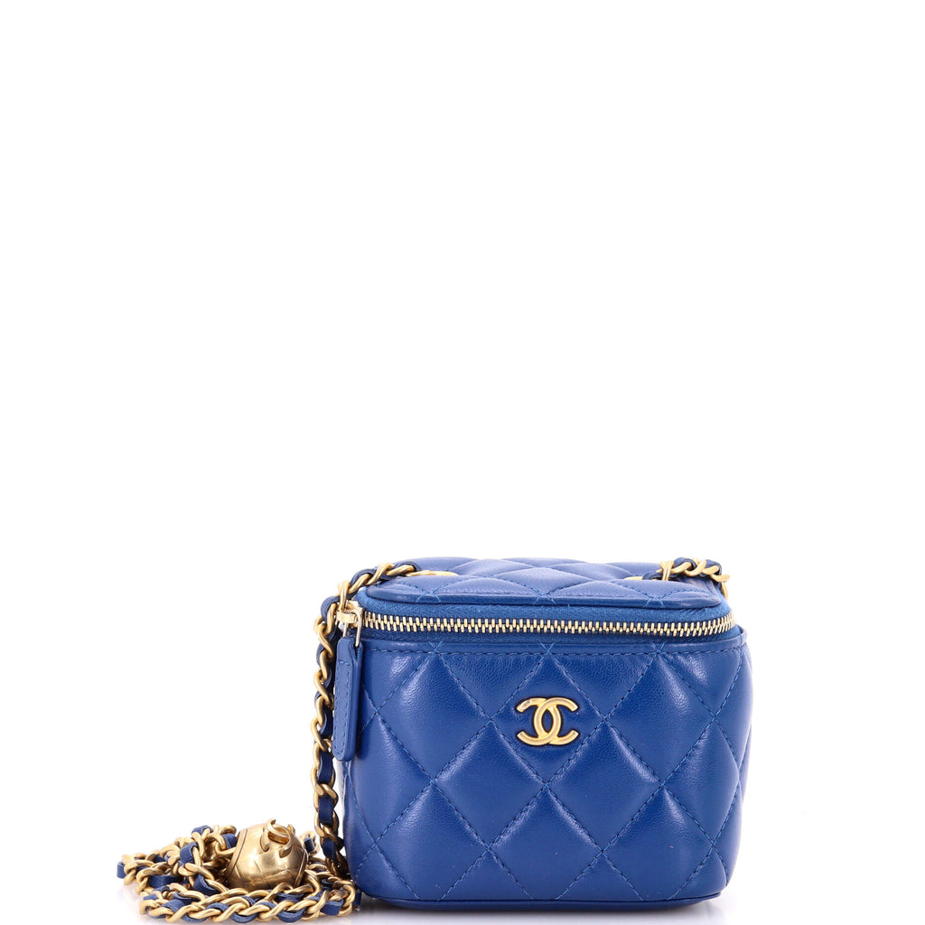 Pearl Crush Vanity Case with Chain Quilted Lambskin Mini
