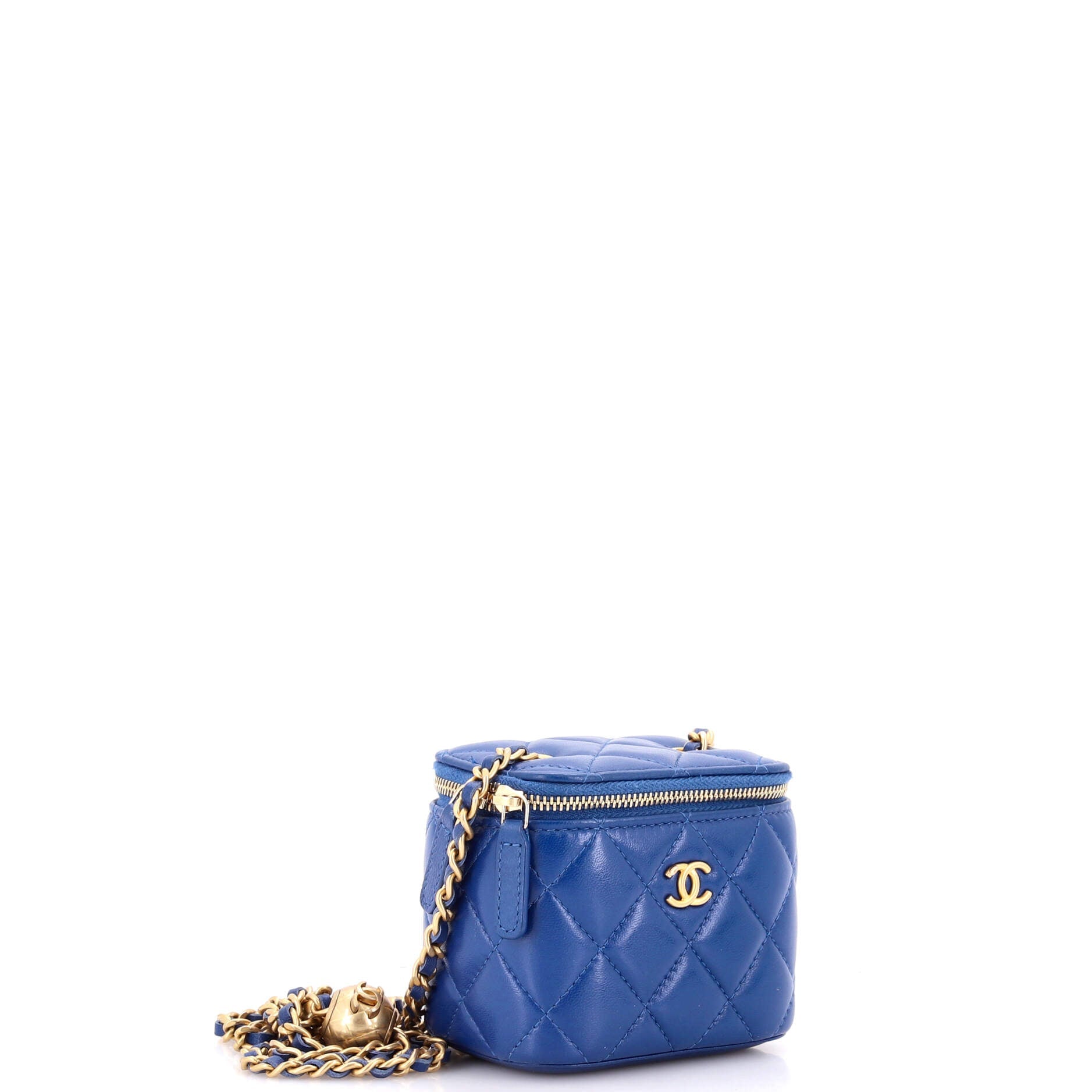 Pearl Crush Vanity Case with Chain Quilted Lambskin Mini
