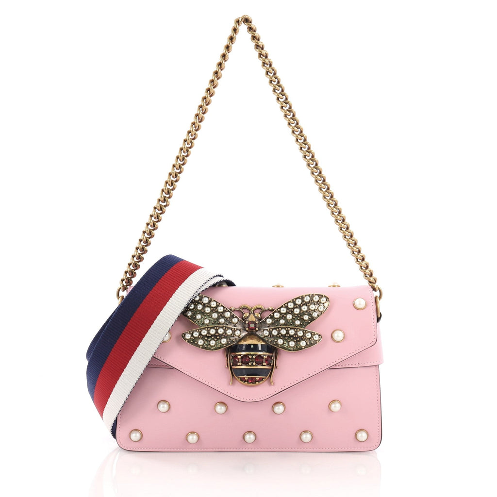 Broadway Pearly Bee Shoulder Bag Embellished Leather Mini