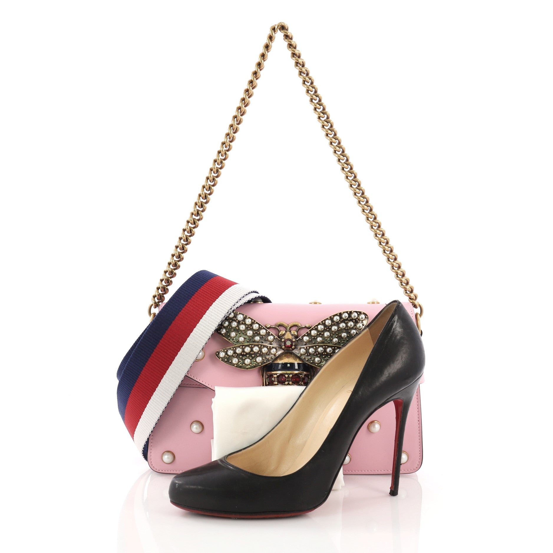Broadway Pearly Bee Shoulder Bag Embellished Leather Mini