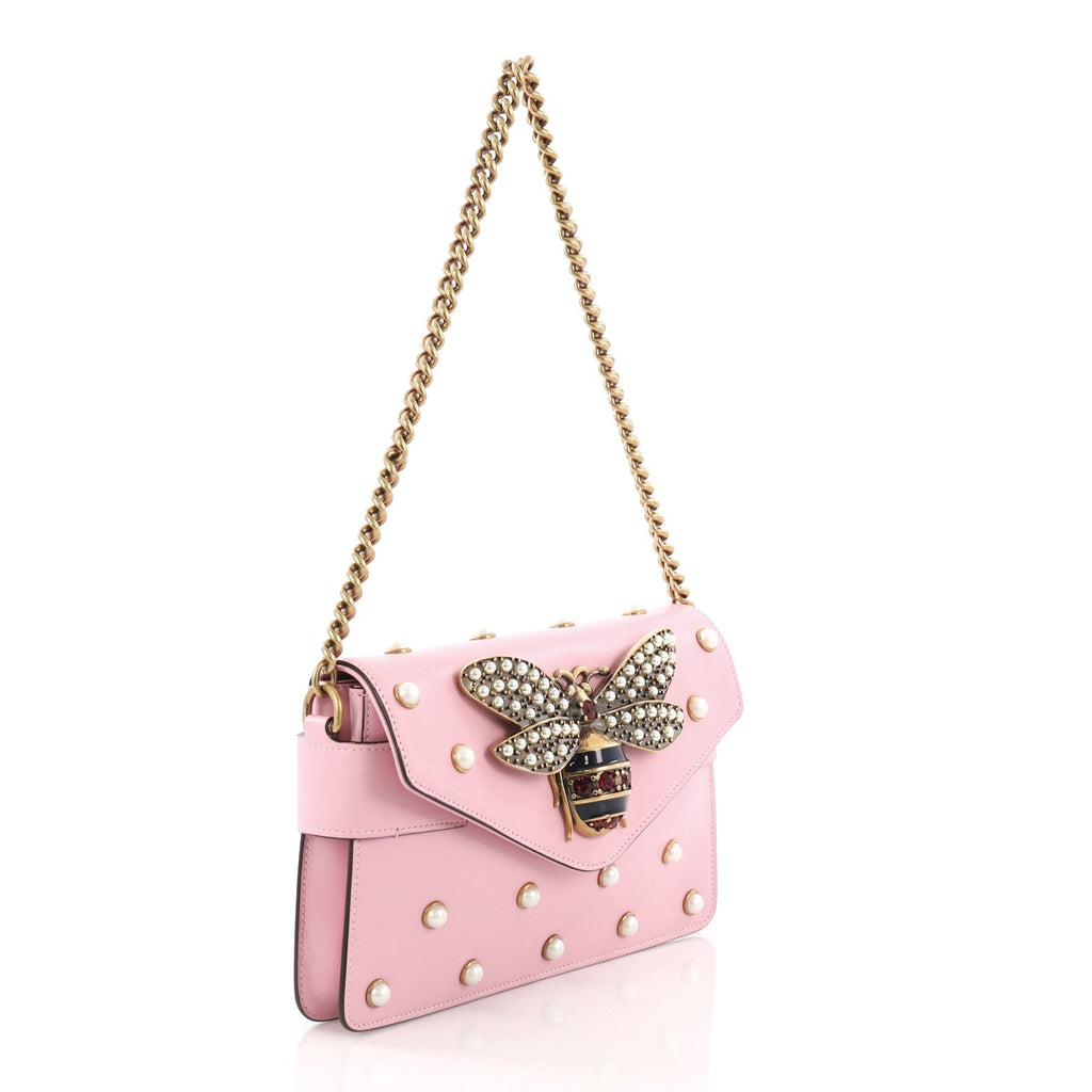 Broadway Pearly Bee Shoulder Bag Embellished Leather Mini