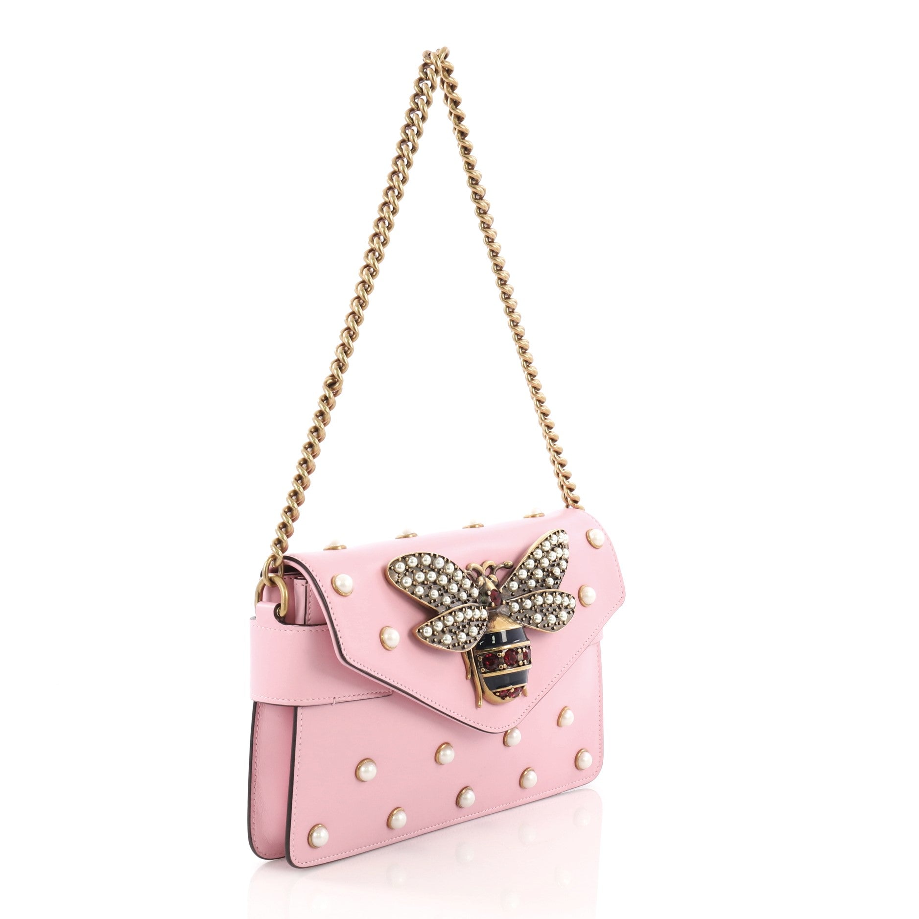 Broadway Pearly Bee Shoulder Bag Embellished Leather Mini