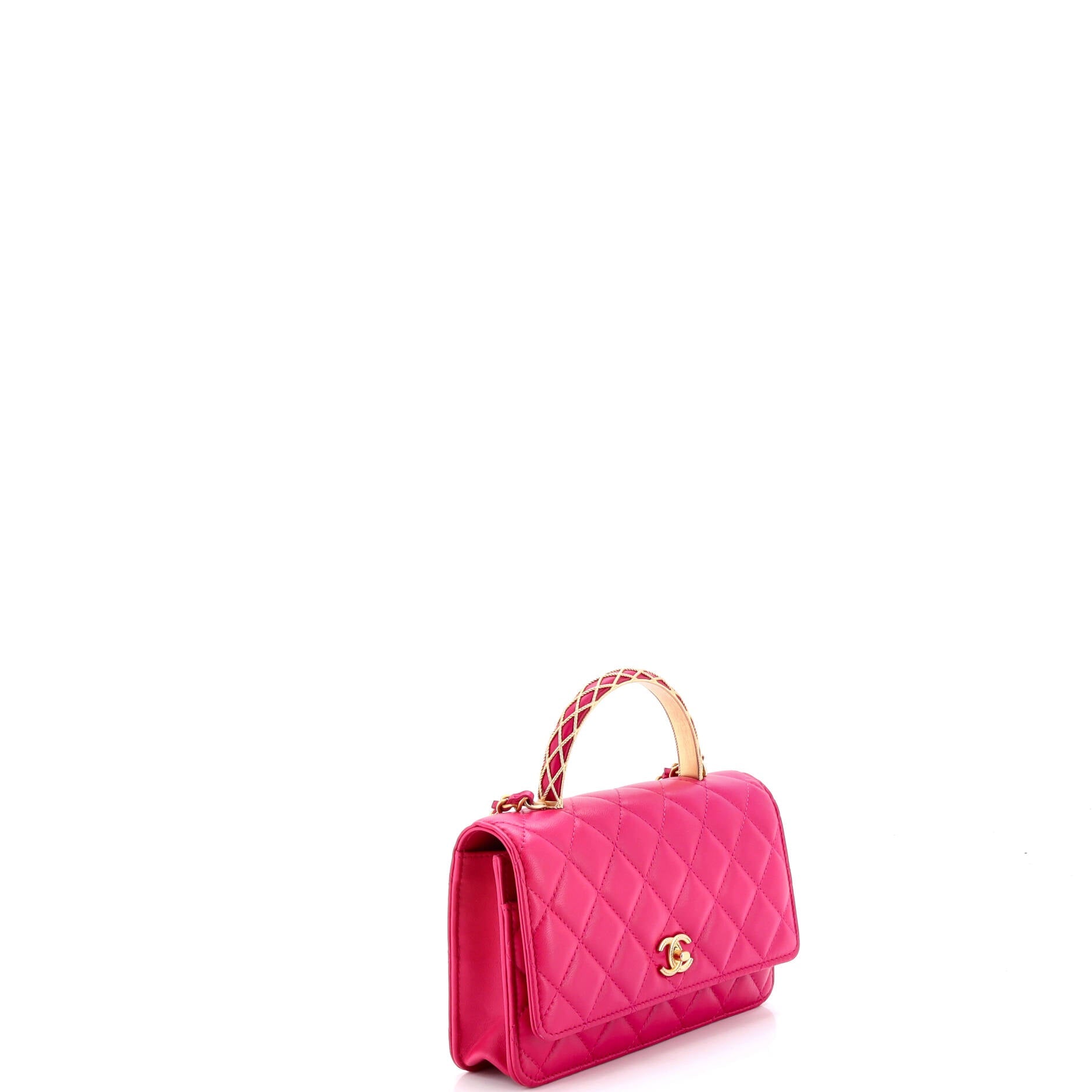 Pick Me Up Logo Handle Wallet on Chain Quilted Lambskin