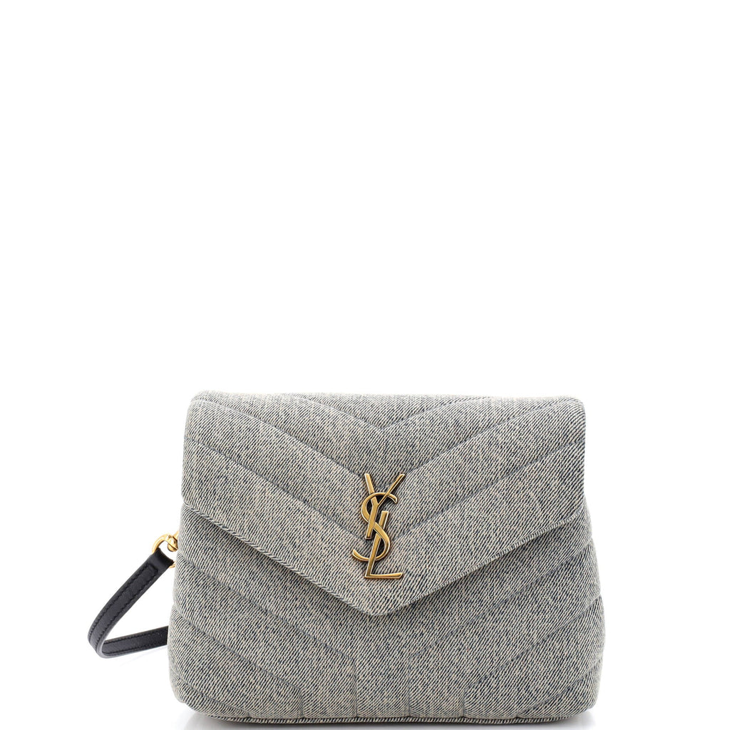 Loulou Shoulder Bag Matelasse Chevron Denim Toy