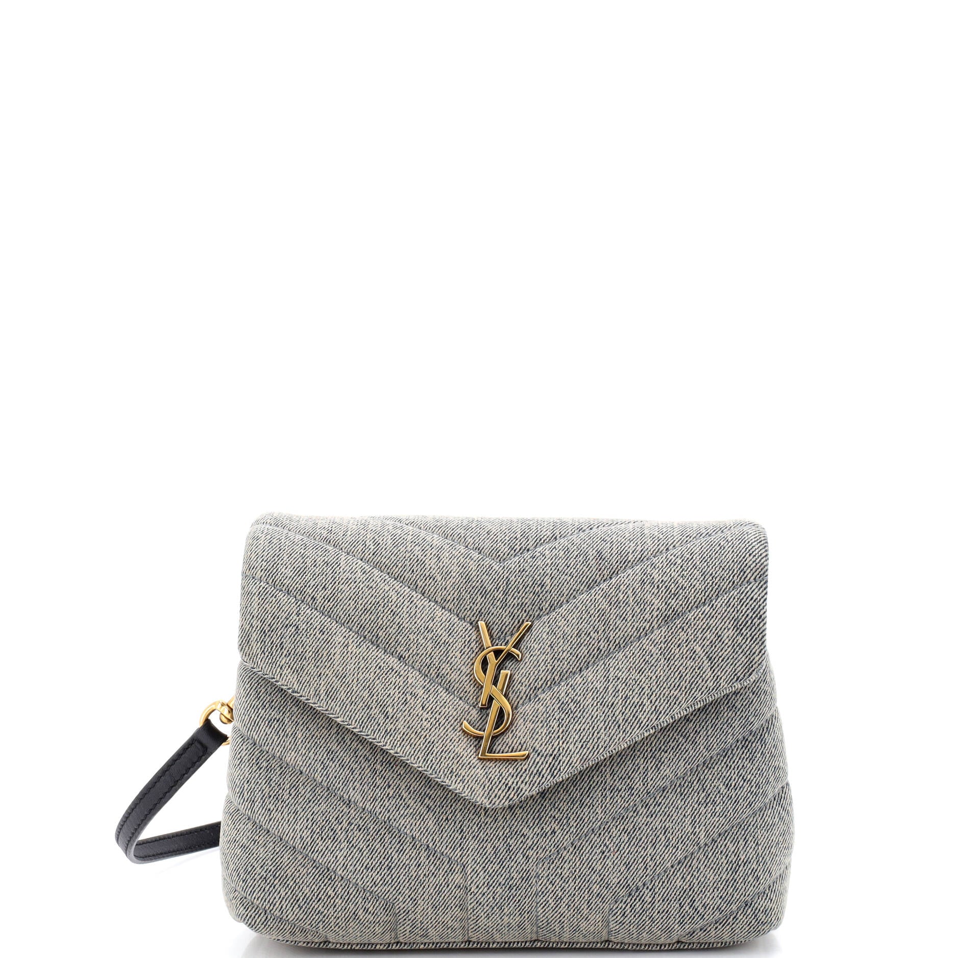Loulou Shoulder Bag Matelasse Chevron Denim Toy