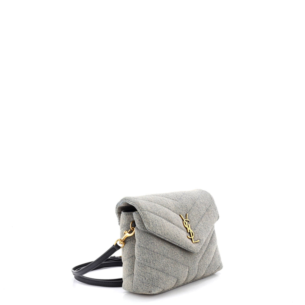 Loulou Shoulder Bag Matelasse Chevron Denim Toy