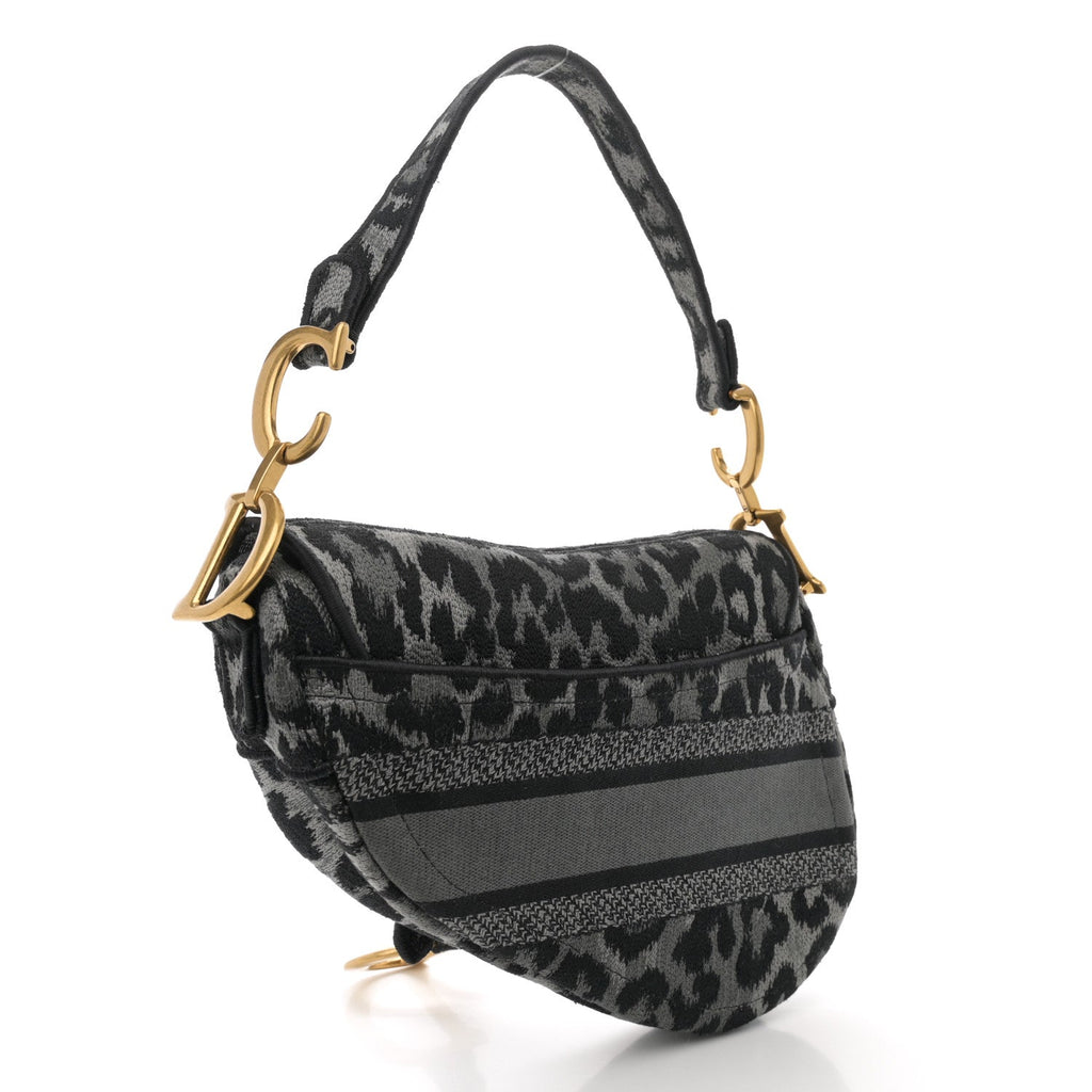 Canvas Mizza Embroidered Saddle Bag Gray