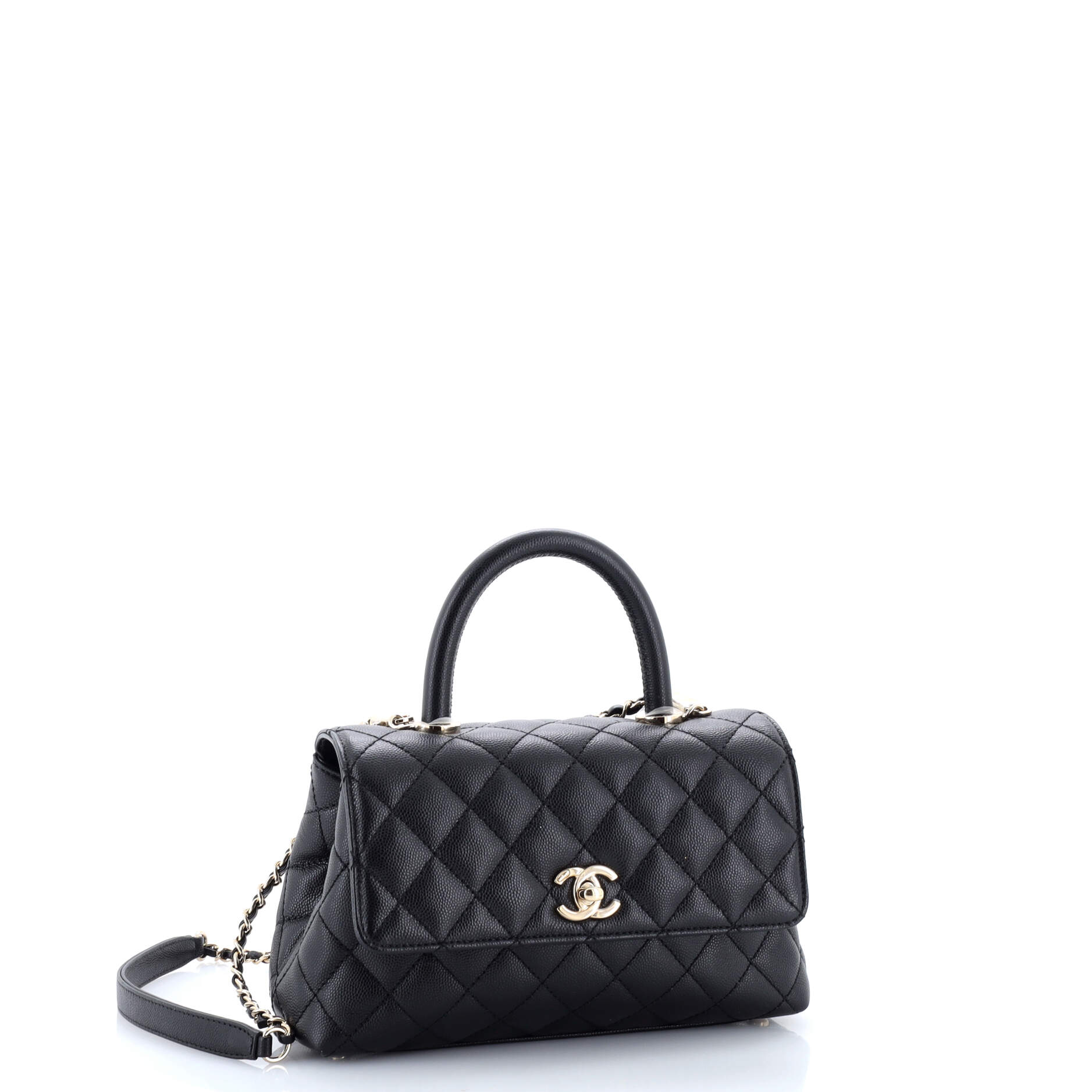 Coco Top Handle Bag Quilted Caviar Mini