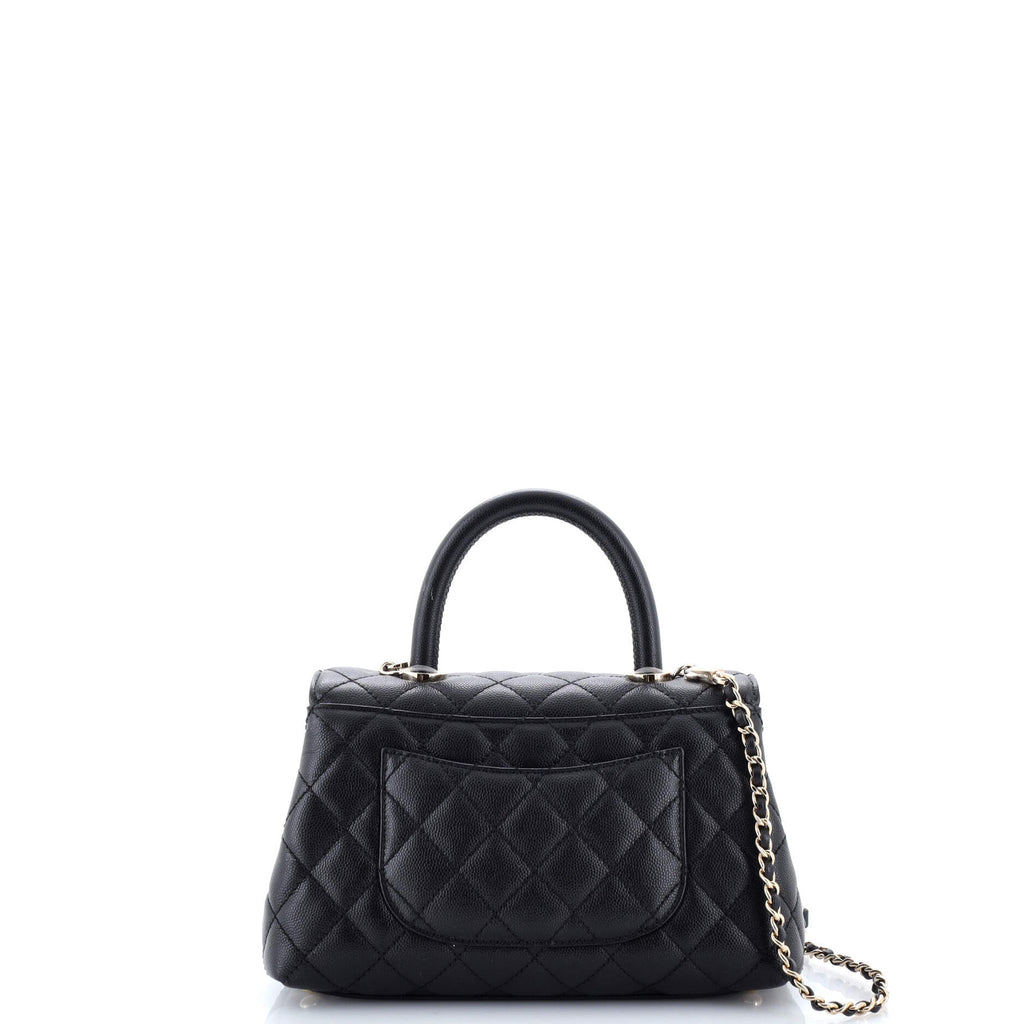 Coco Top Handle Bag Quilted Caviar Mini
