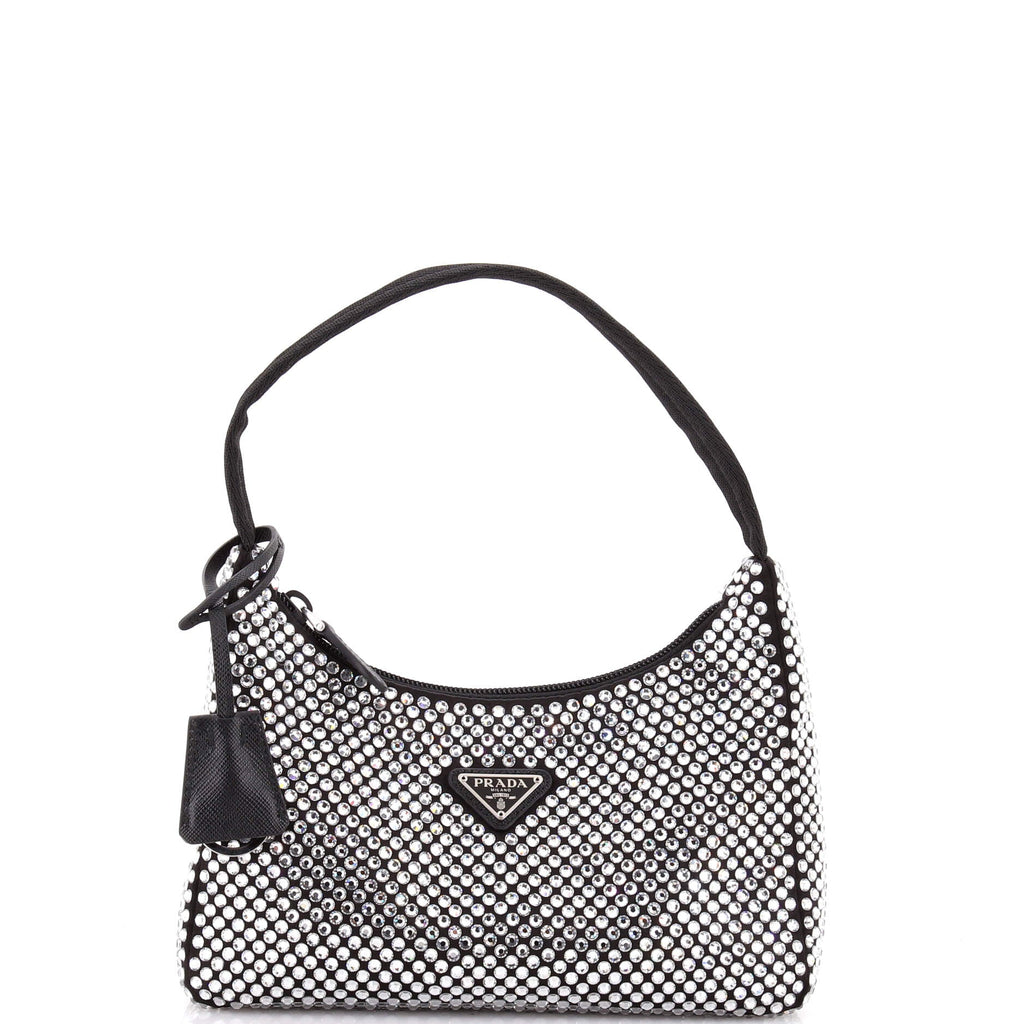 Re-Edition 2000 Hobo Crystal Embellished Satin Mini