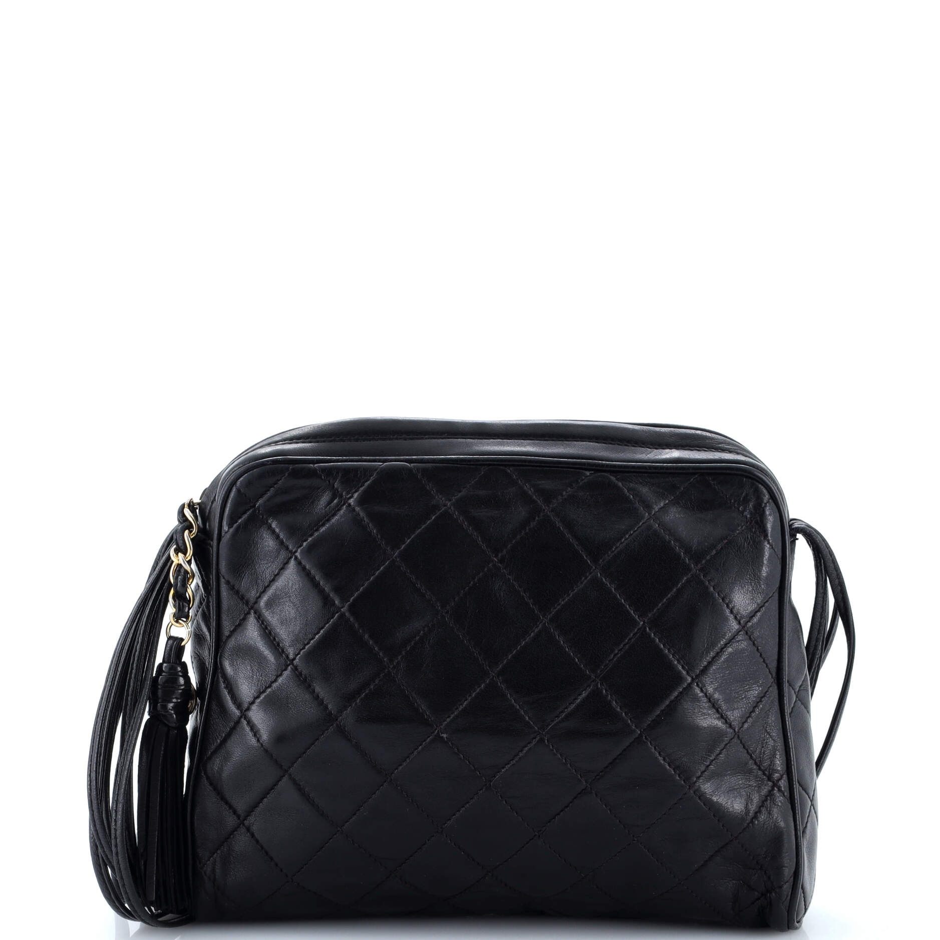 Vintage Camera Tassel Bag Quilted Leather Small