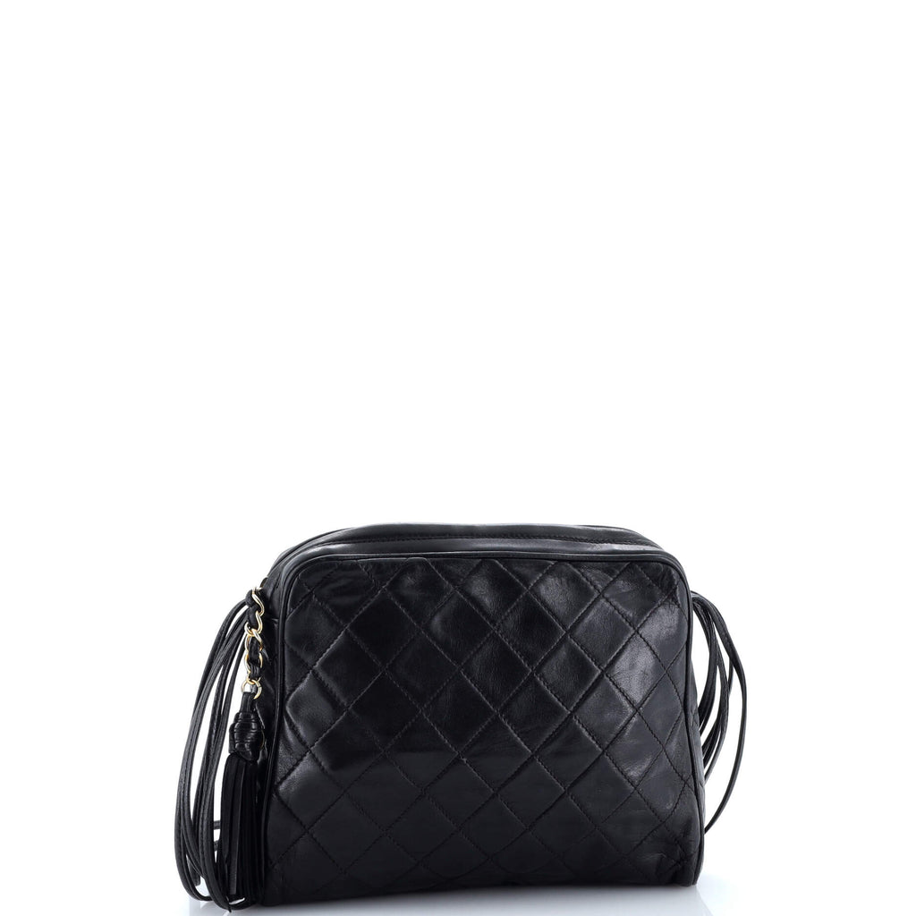 Vintage Camera Tassel Bag Quilted Leather Small