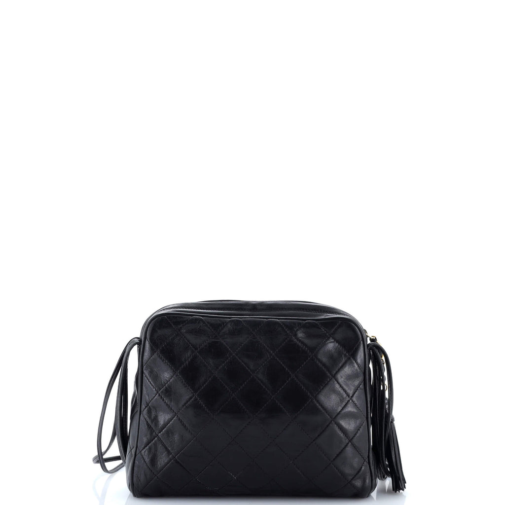 Vintage Camera Tassel Bag Quilted Leather Small