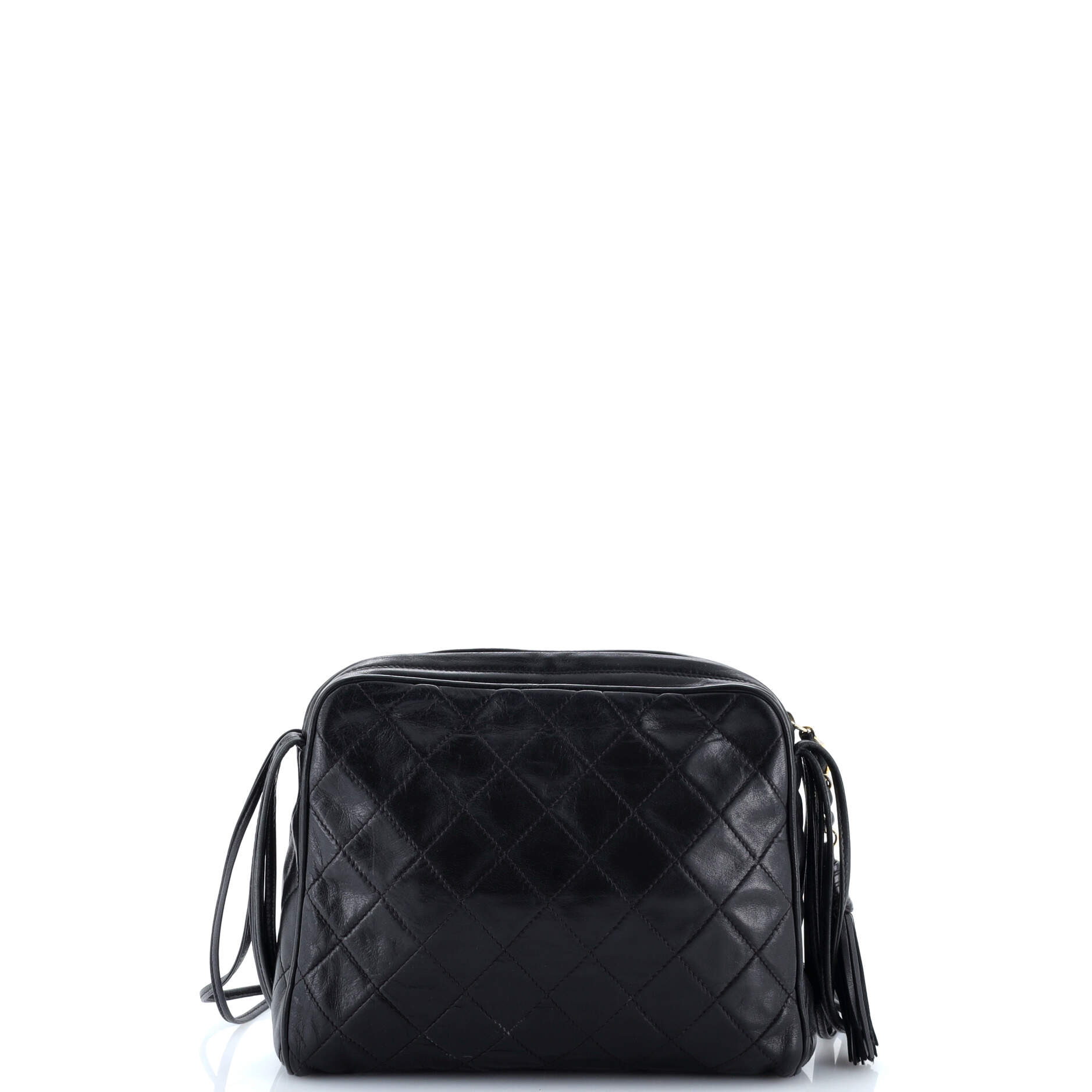 Vintage Camera Tassel Bag Quilted Leather Small