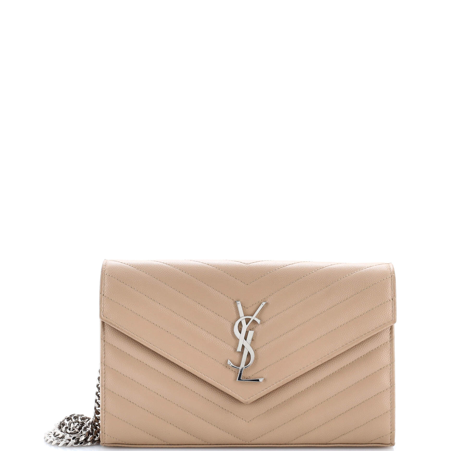 Classic Monogram Wallet on Chain Matelasse Chevron Leather Medium
