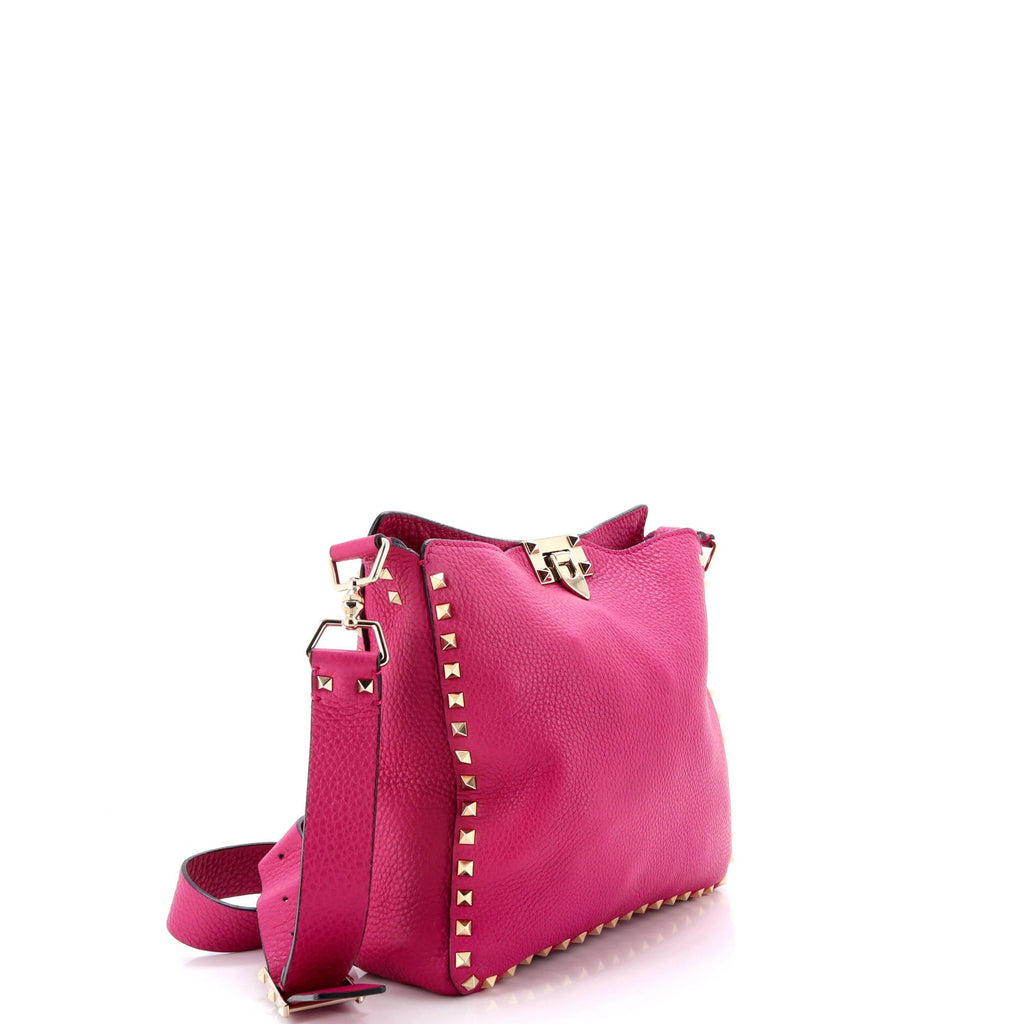 Rockstud Flip Lock Messenger Bag Leather Small