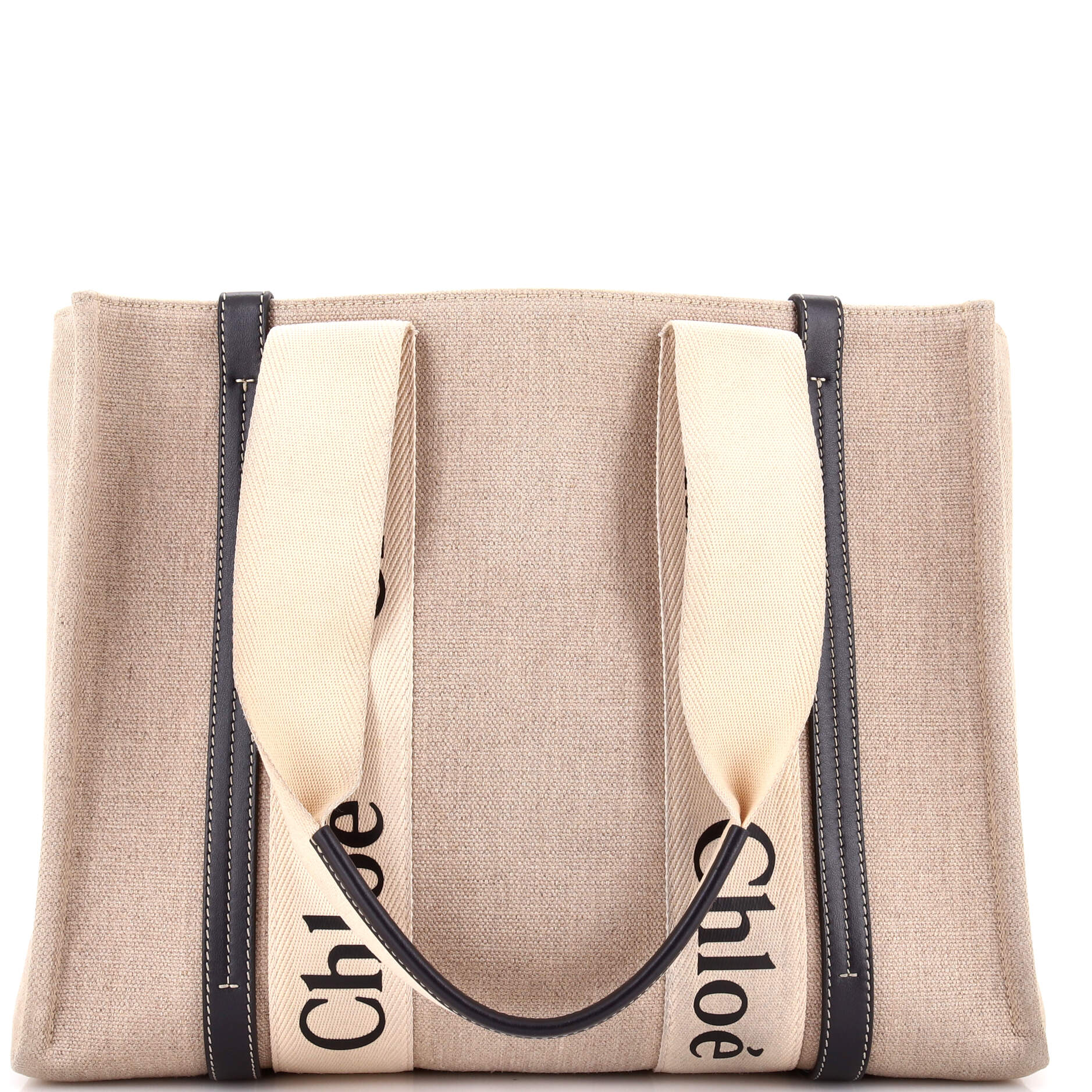 Woody Tote Canvas with Leather Medium