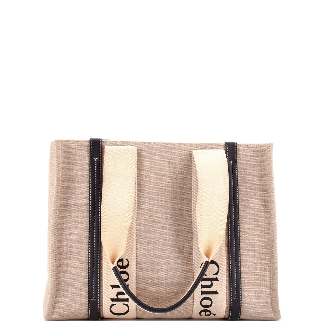 Woody Tote Canvas with Leather Medium