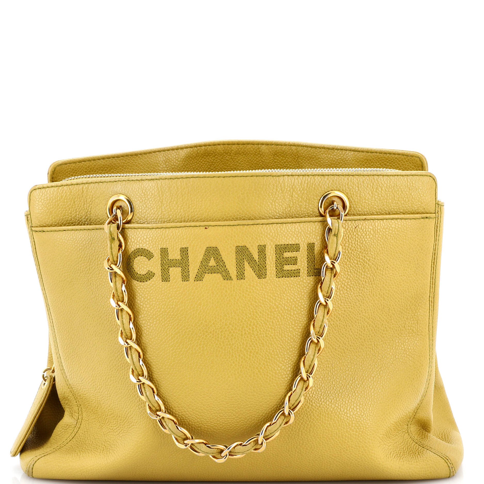 Vintage Logo Chain Tote Caviar Medium
