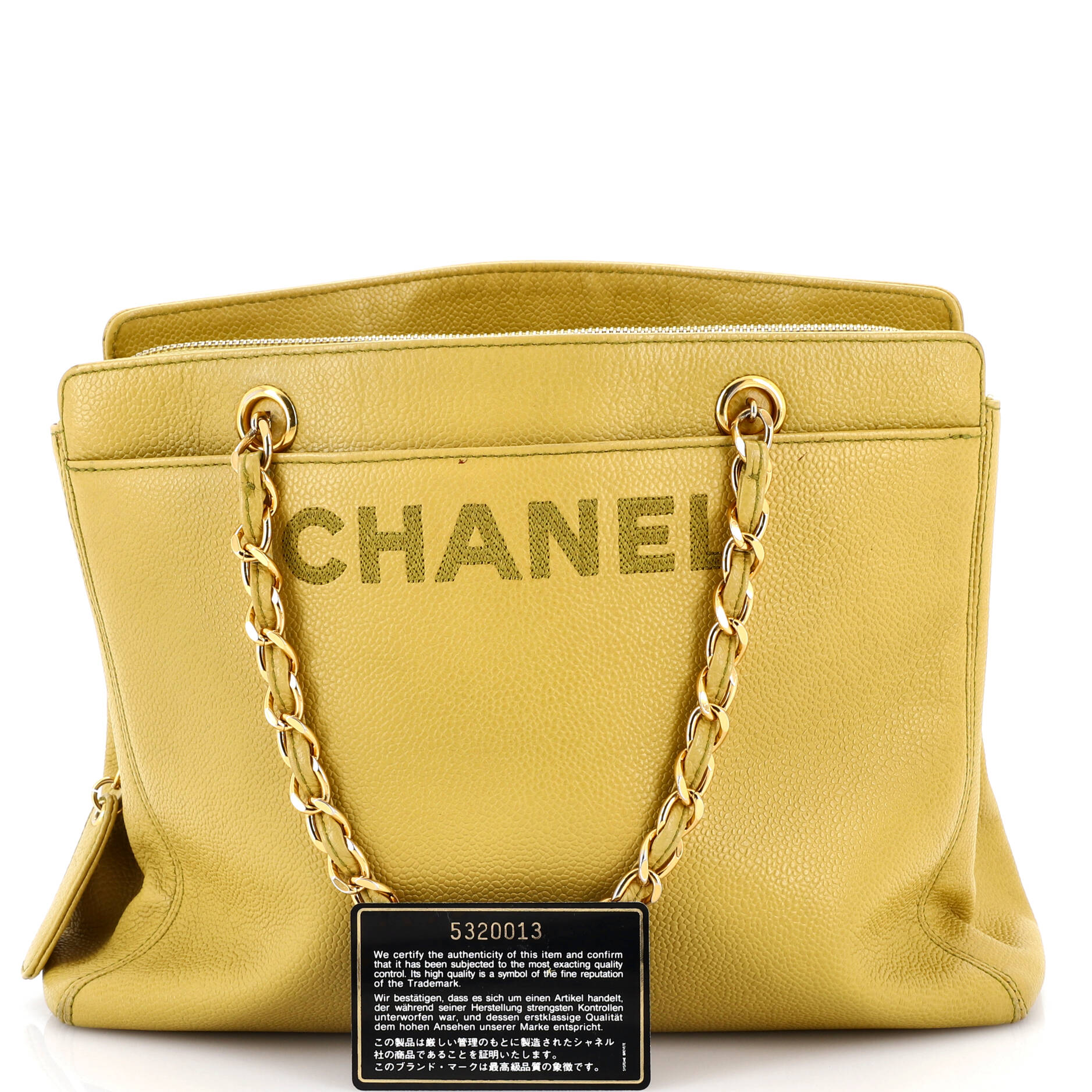 Vintage Logo Chain Tote Caviar Medium