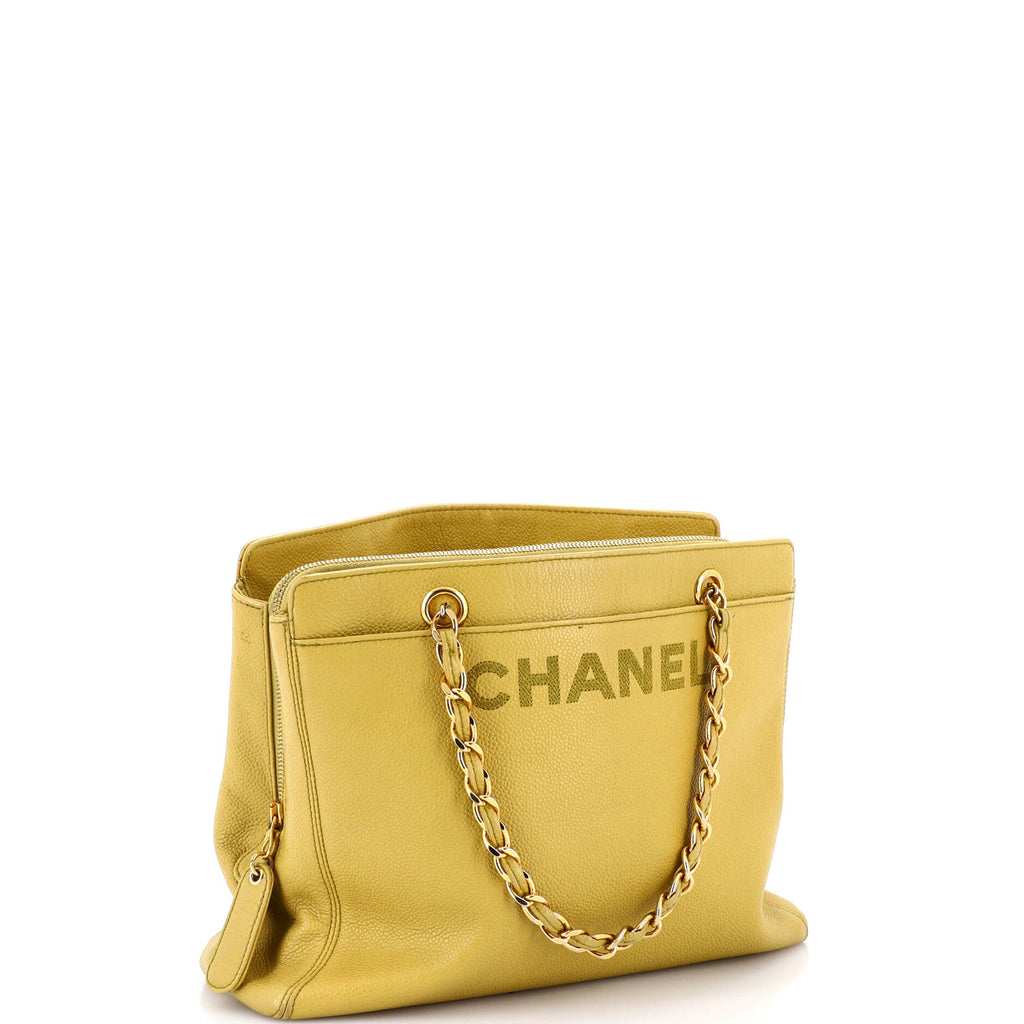 Vintage Logo Chain Tote Caviar Medium