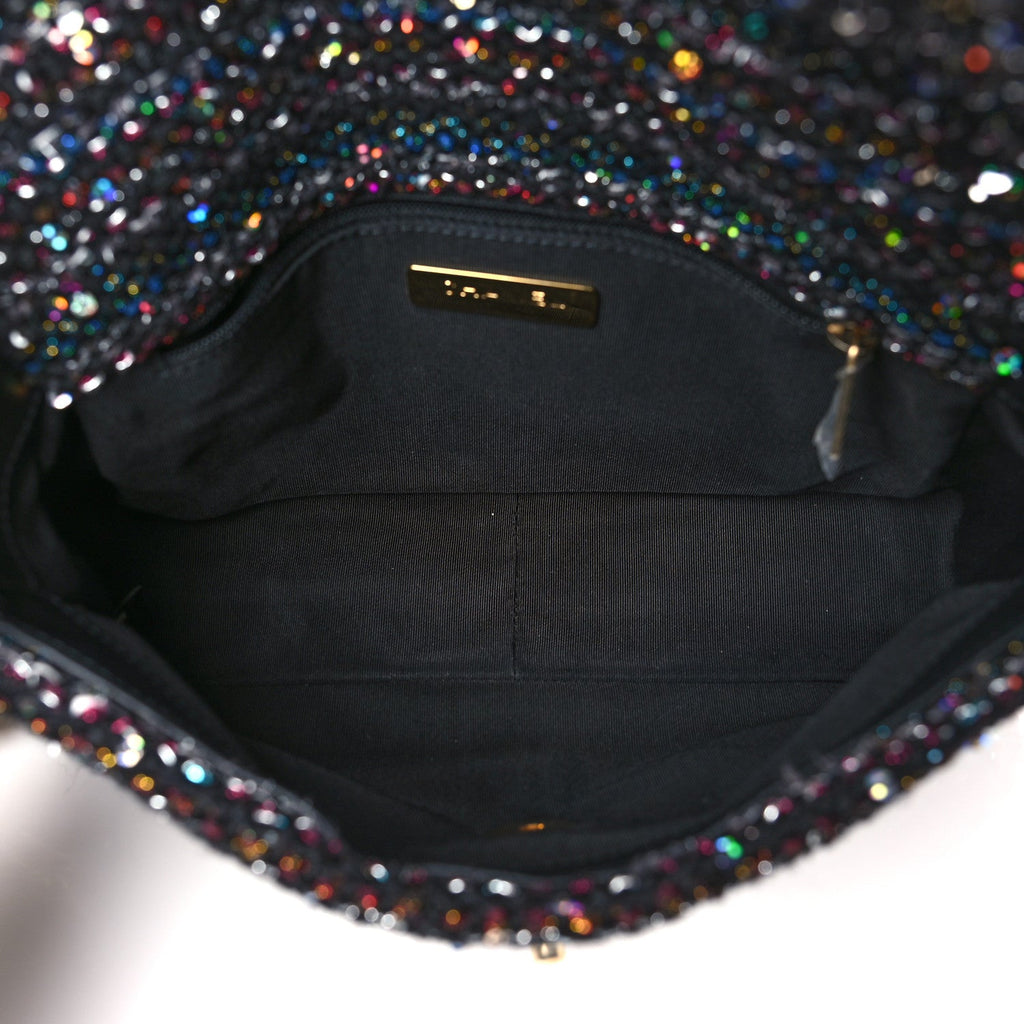 Tweed Sequin Quilted Medium Chanel 19 Flap Black Multicolor