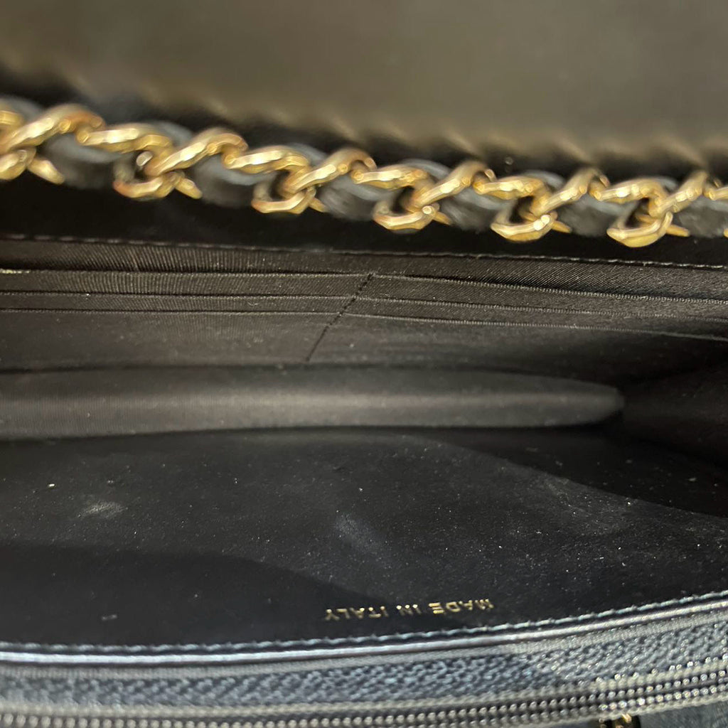 Chanel Lambskin Chevron Quilted Trendy CC Wallet On Chain Woc In Black