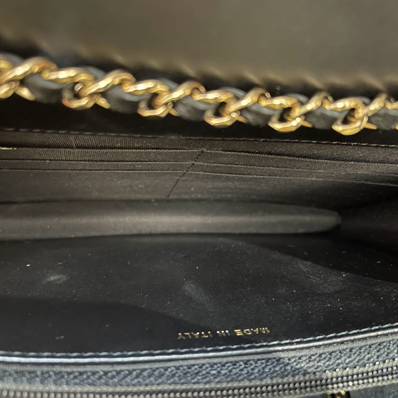 Chanel Lambskin Chevron Quilted Trendy CC Wallet On Chain Woc In Black