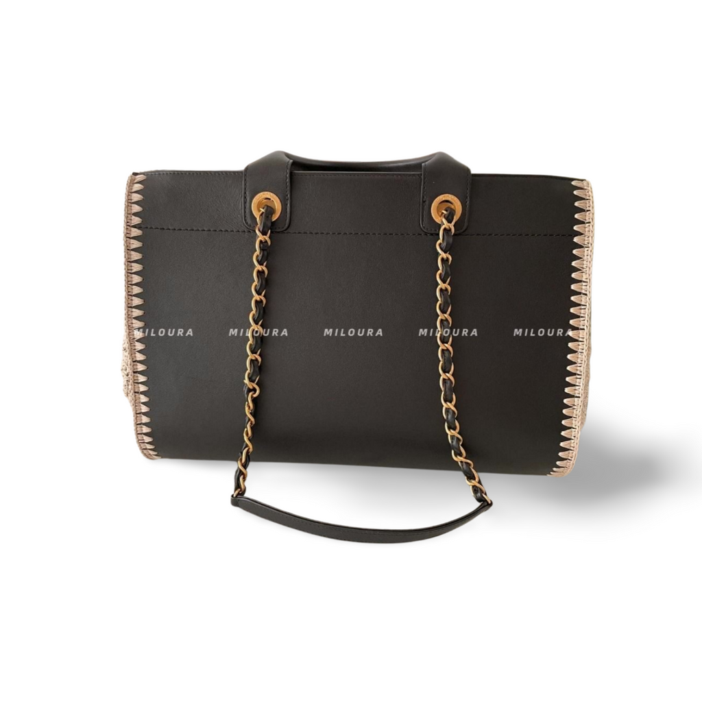 Chanel Black Large Deauville Tote Bag in Calfskin Leather Limited Edition