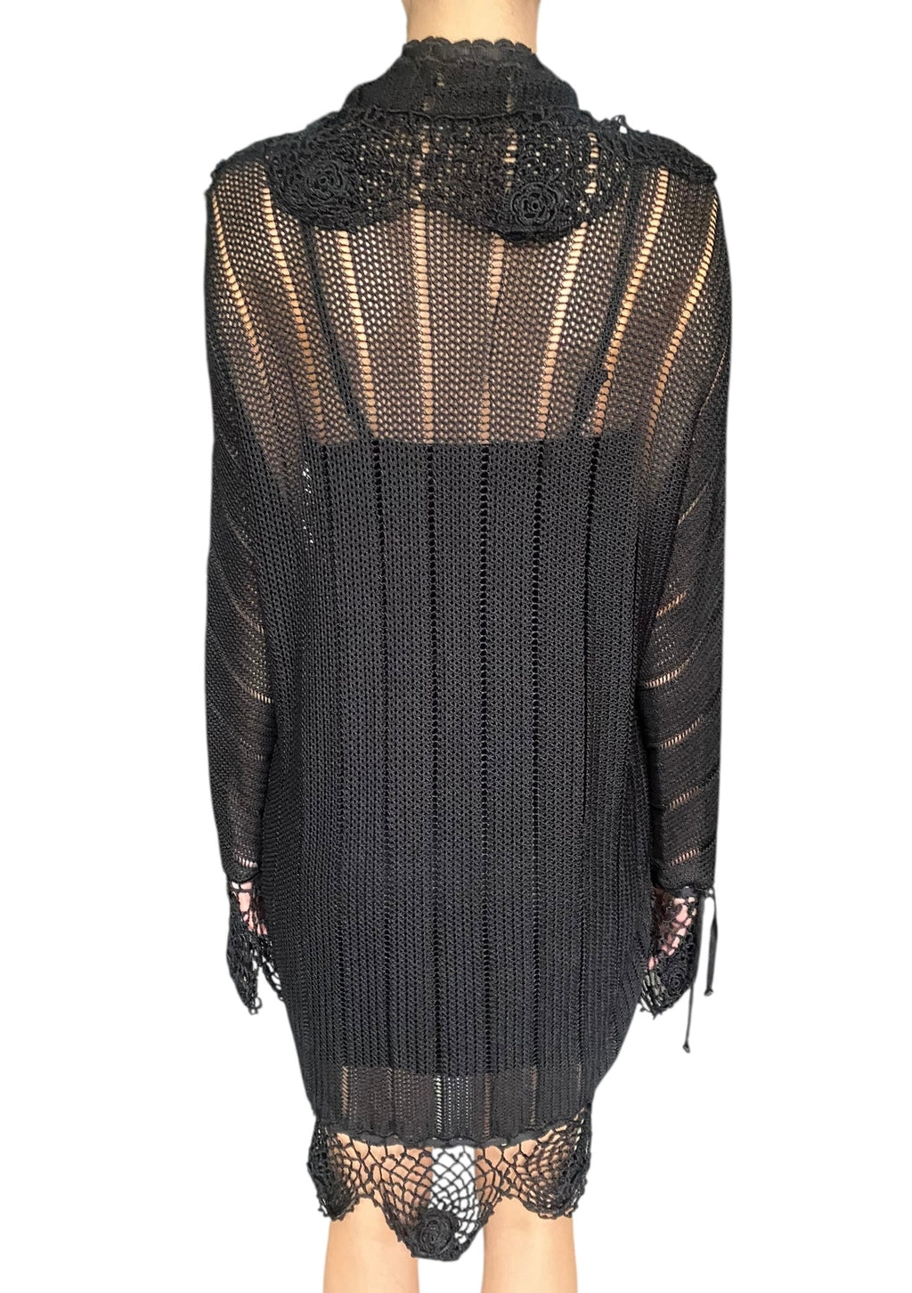 Alexander McQueen Black Floral Crochet Coverup Dress / igan - US 4