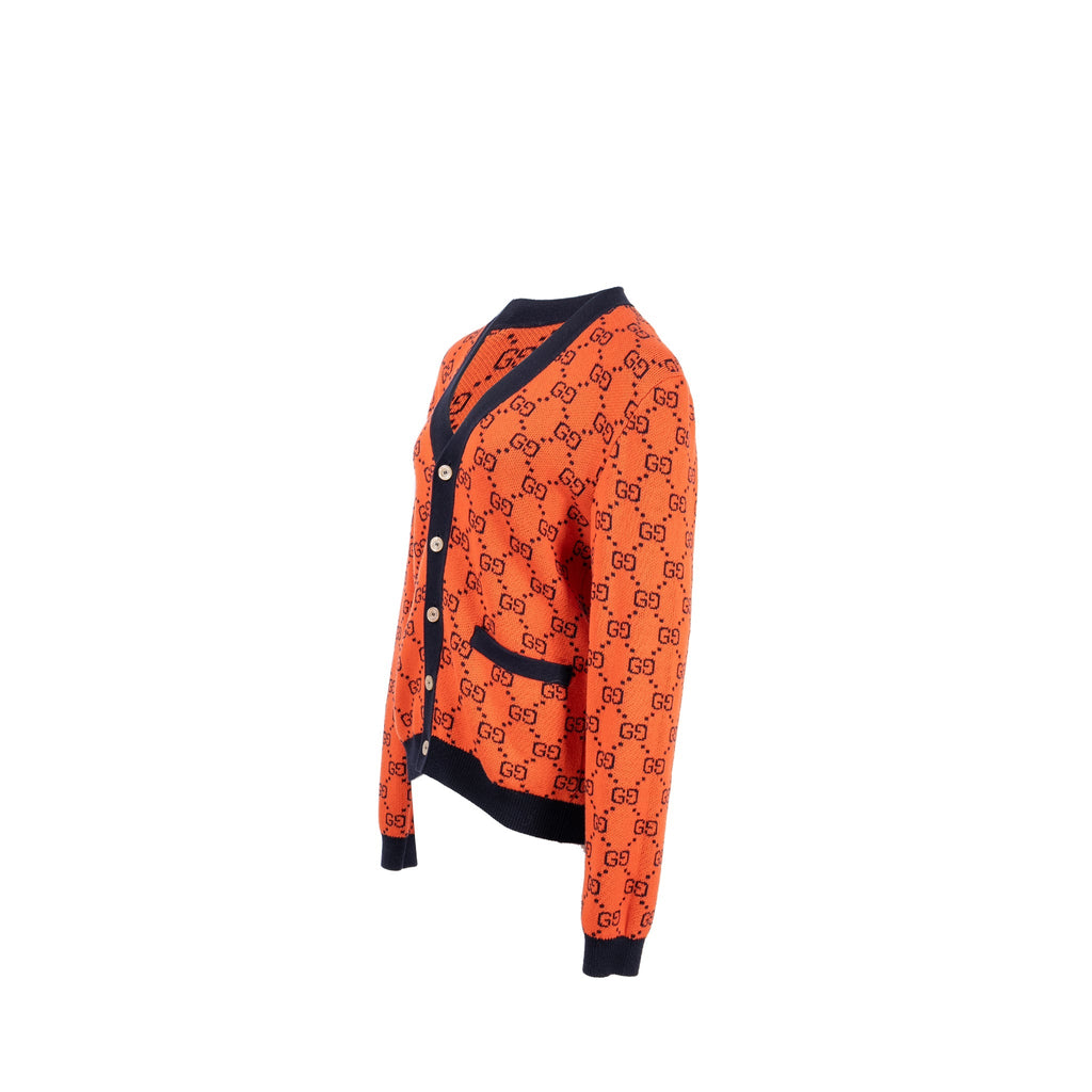 Gucci Size XS GG Jacquard igan Wool/Cotton Orange