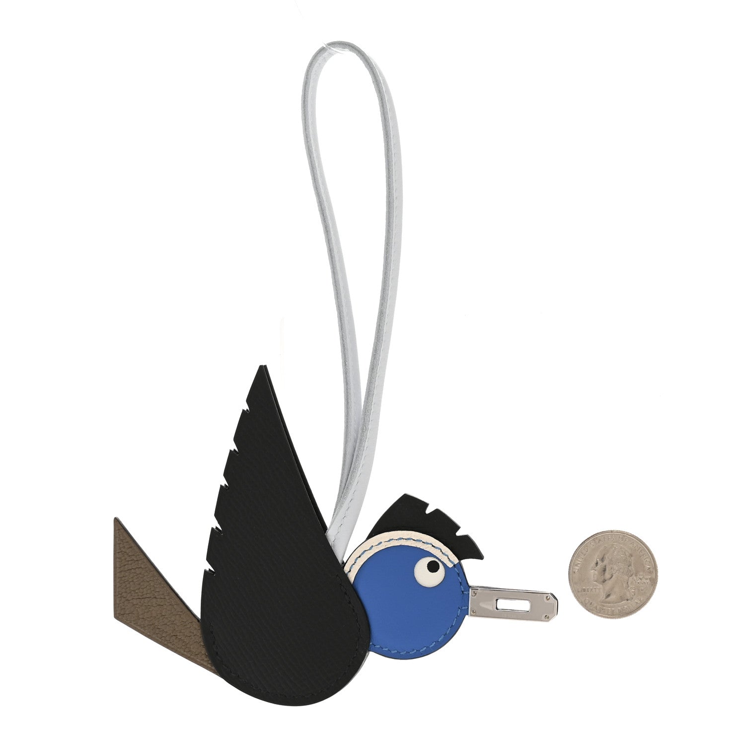 Epsom Swift Chevre Mysore Birdy Bag Charm Black Etoupe Bleu Hydra Bleu Brume
