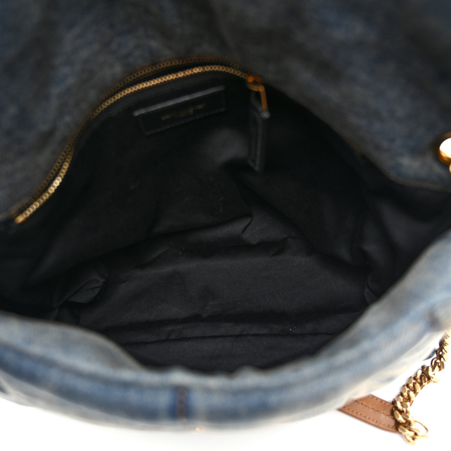 Denim Quilted Medium Loulou Puffer Monogram Chain Satchel Blue Cinnamon