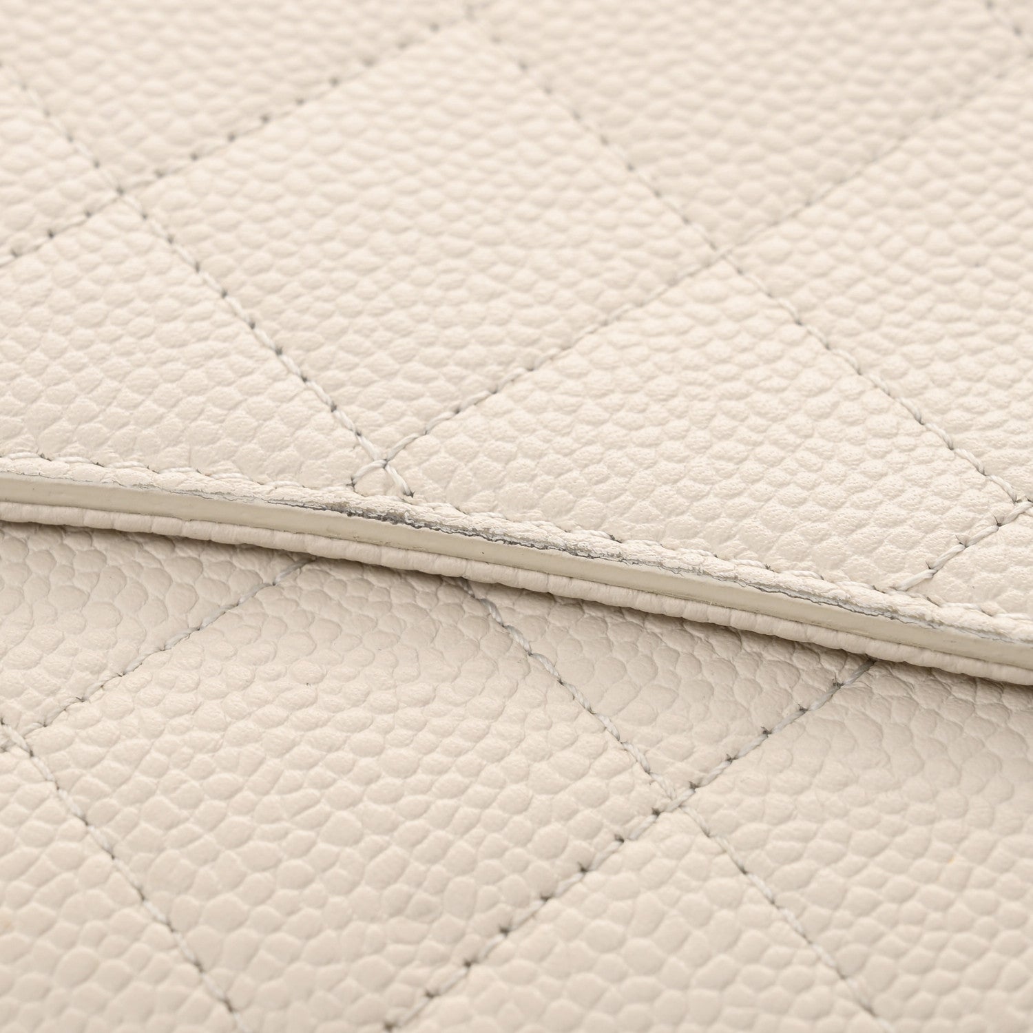 Grained Calfskin Small Stitched Flap White