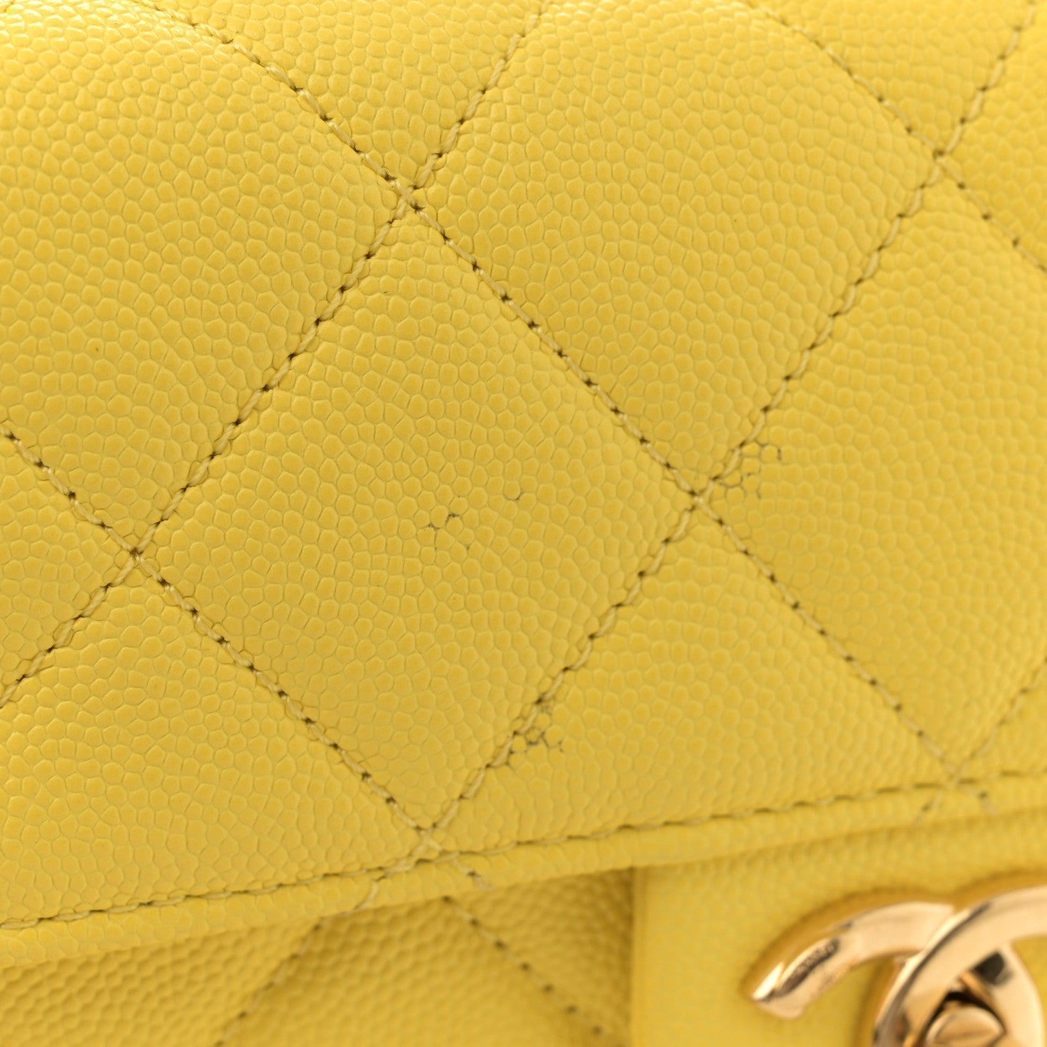 Caviar Quilted Handy Box Vanity Case Yellow