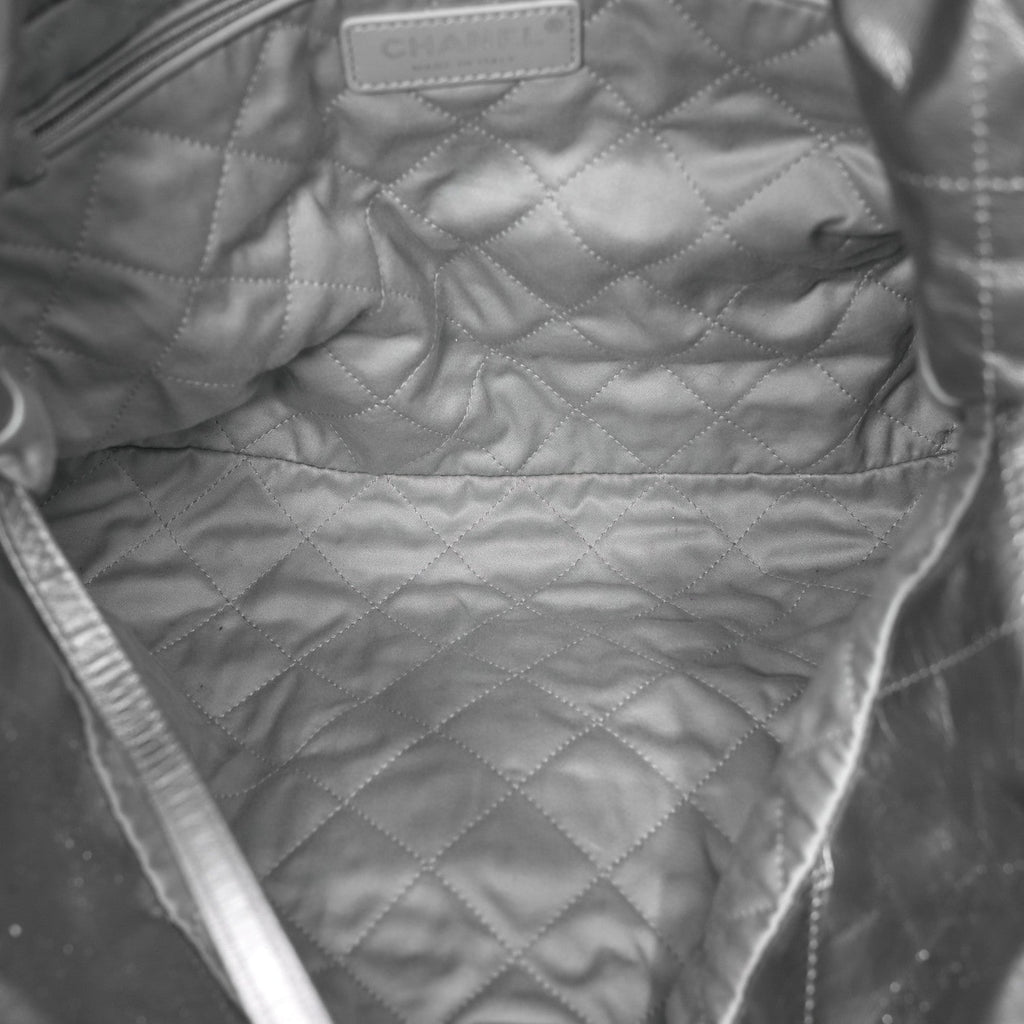 Metallic Calfskin Quilted Small Chanel 22 Silver
