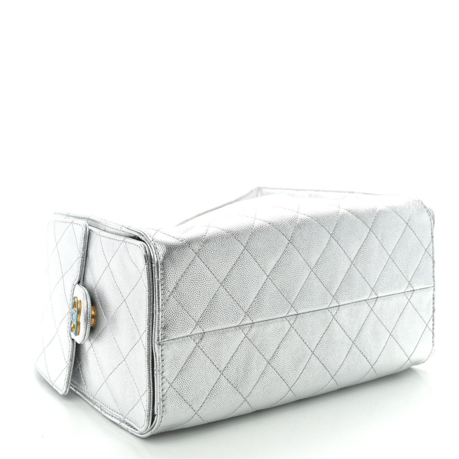 Metallic Caviar Quilted Small Chanel 25 Hobo Silver
