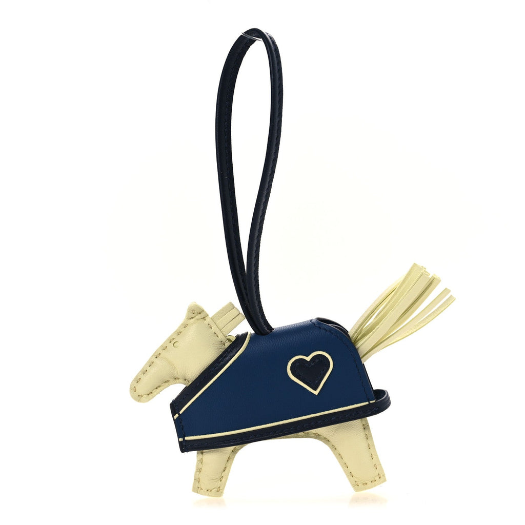 Milo Lambskin Grigri Rodeo Robeo Coeur Bag Charm PM Jaune Milton Bleu Nuit Bleu Tie