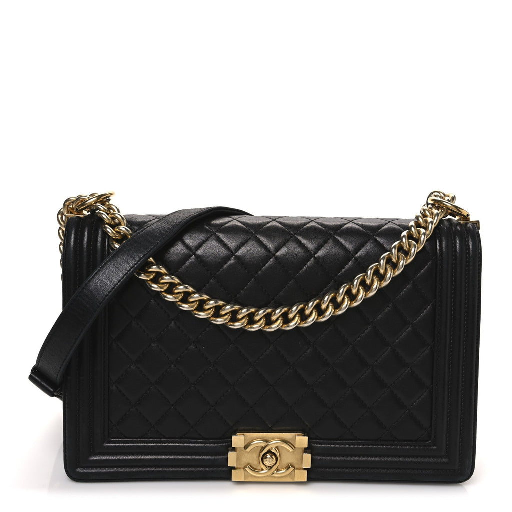 Lambskin Quilted New Medium Boy Flap Black