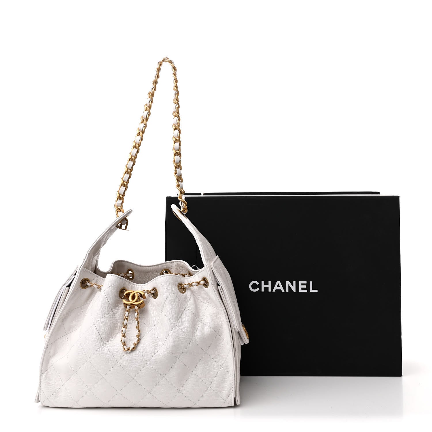 Caviar Quilted Small Chanel 25 Handbag White